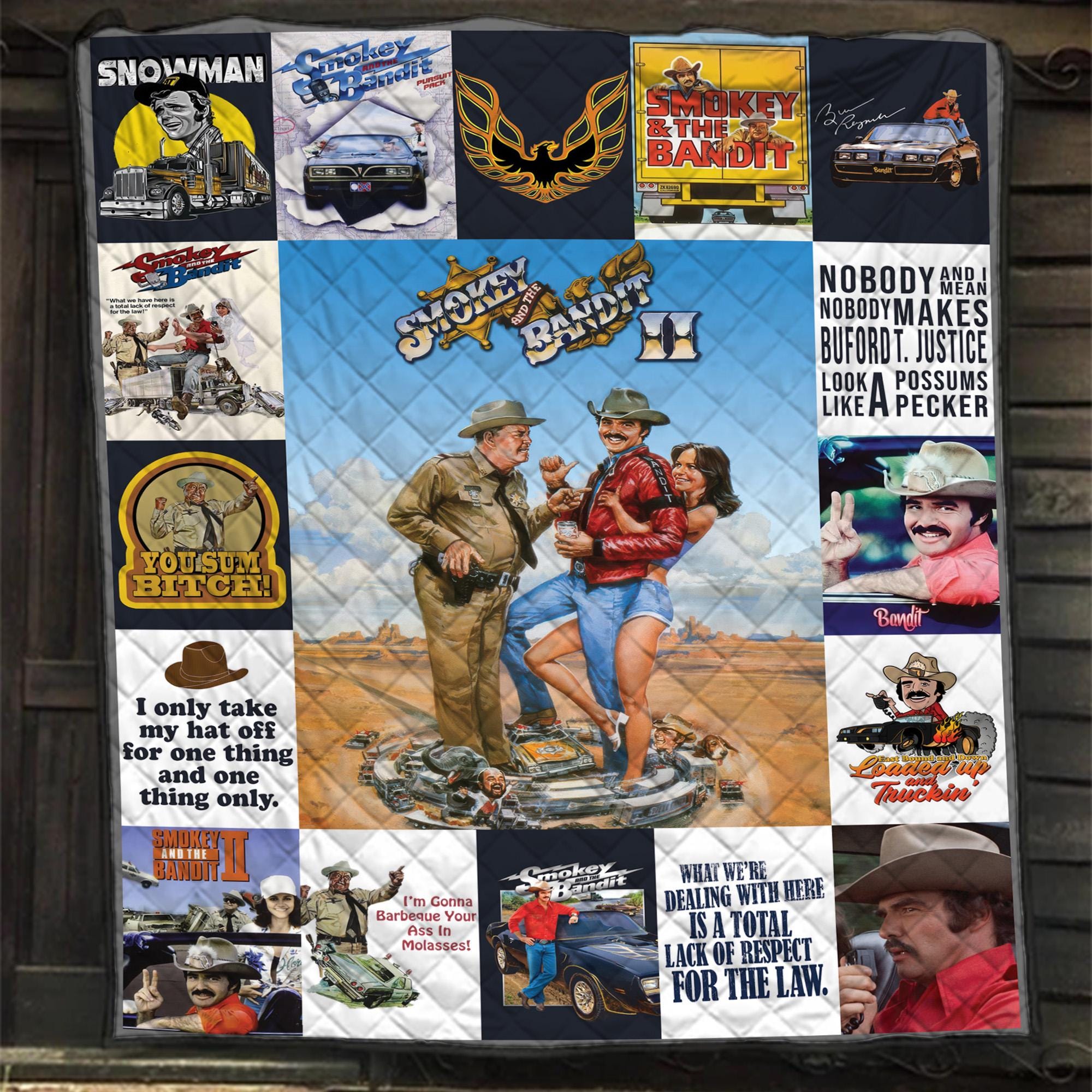 Smokey and the Bandit Quilt Blanket, Retro Trucking Movie Quilt