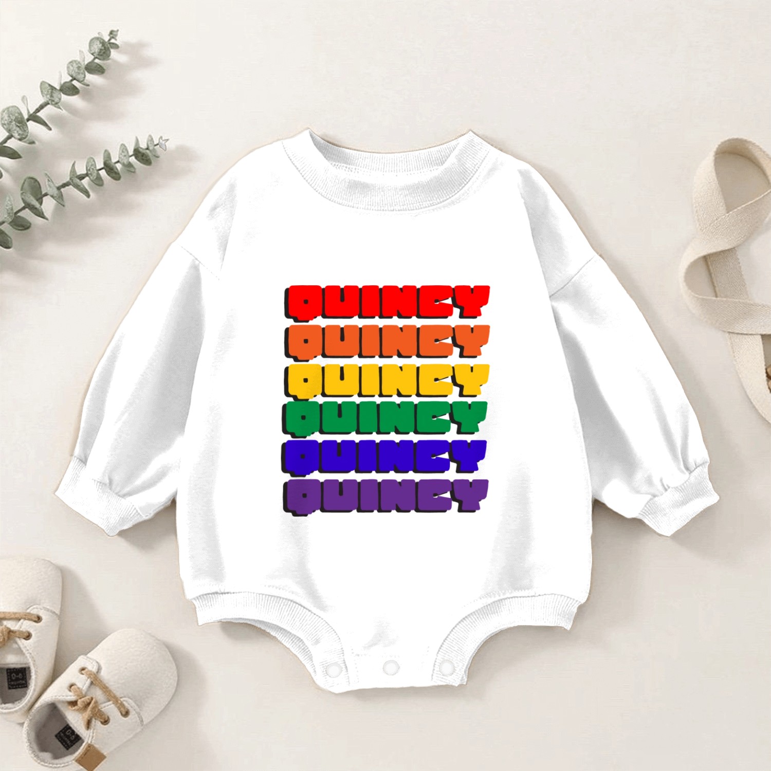 Quincy Rainbow Type Baby Romper Sweatshirts