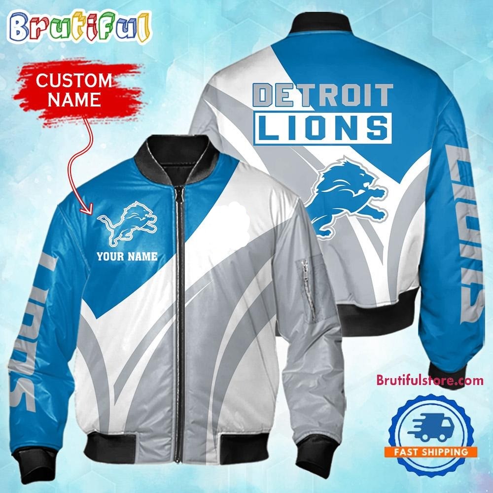 Detroit Lions Football Team Logo Personalized Bomber Jacket