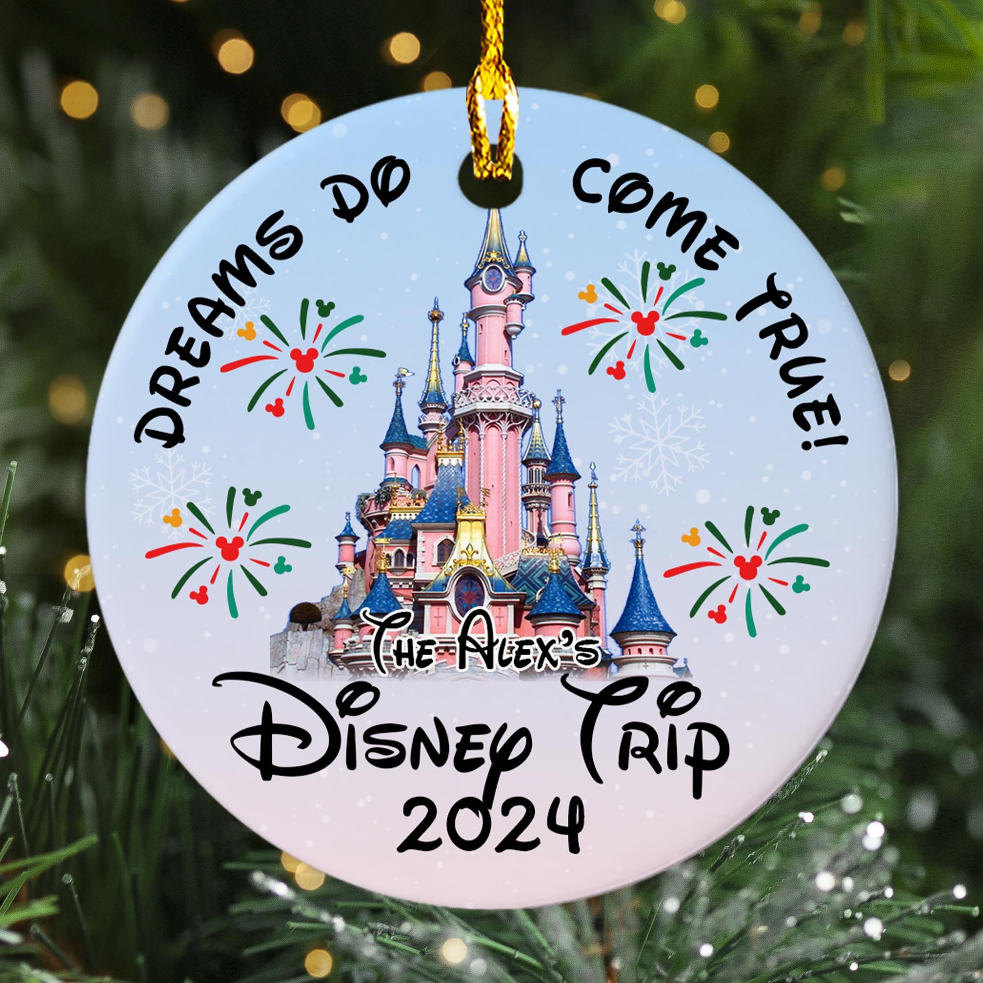 Personalized Dreams Do Come True Ornament, Magic Castle Family Trip Customized 2024 Christmas Tree Decor, Gift For Kid, Xmas Party Gift