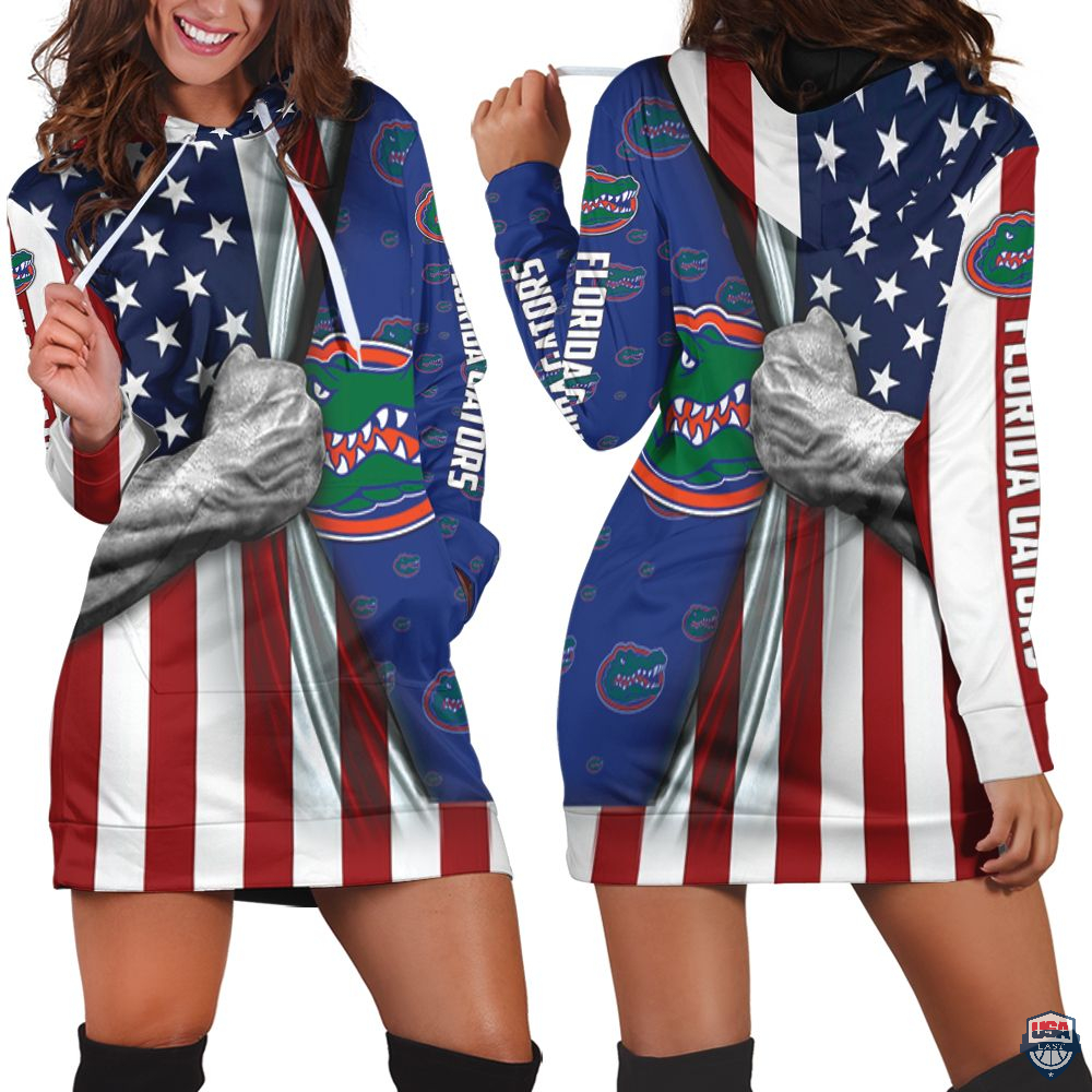 Florida Gators American Flag Ripped 3D Hoodie Dress
