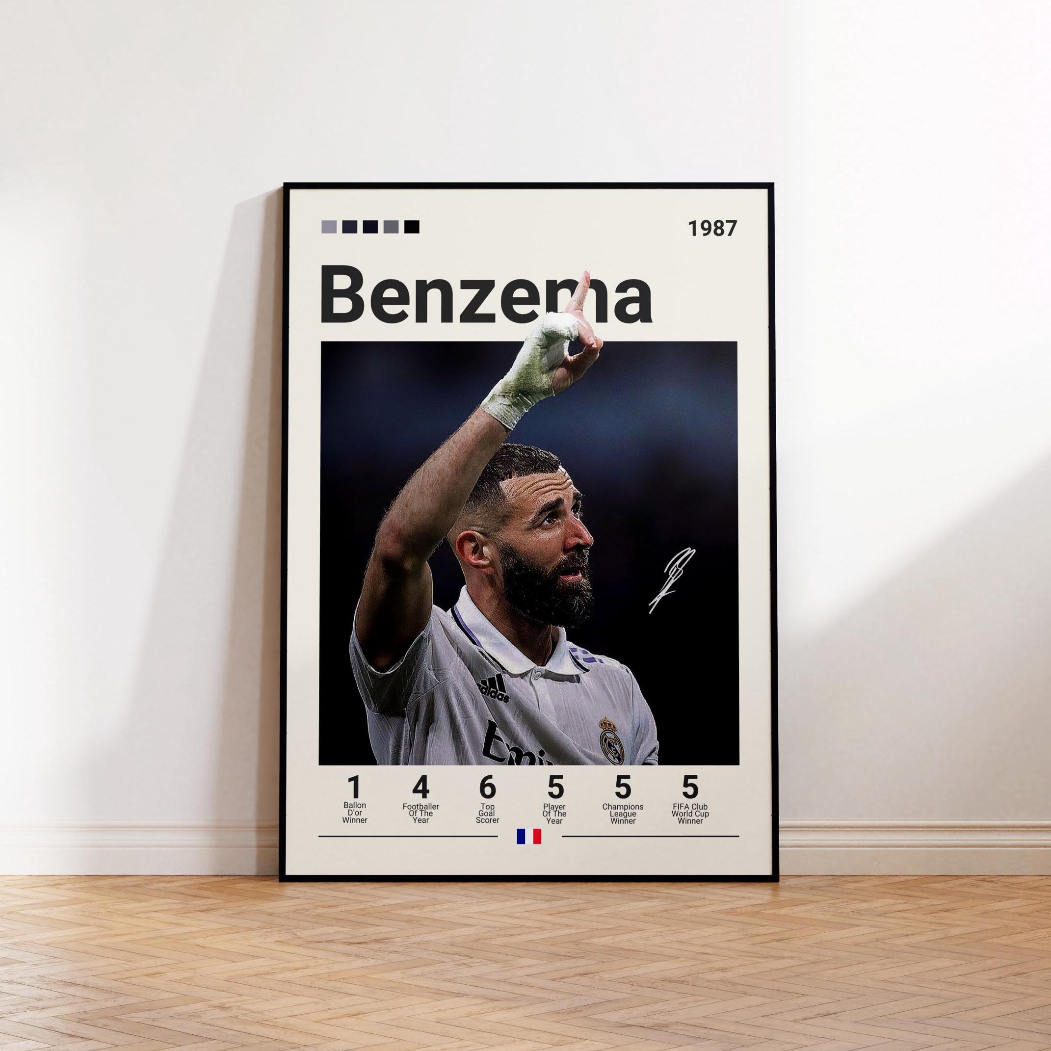 Karim Benzema Poster, Real Madrid Print, Benzema Fan Gift, Soccer Gifts, Football Player Poster, Soccer Wall Art, Sports Bedroom Print