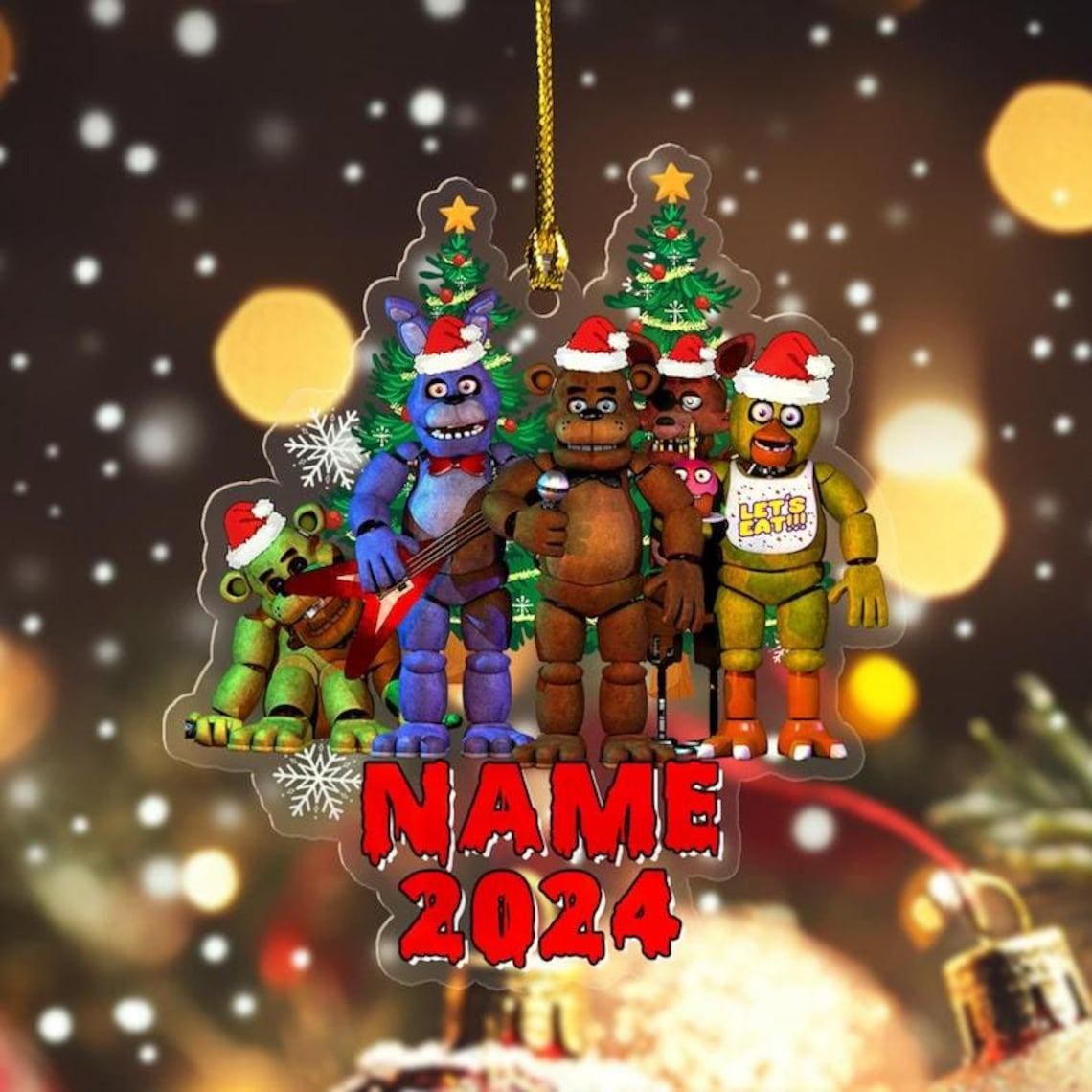Personalized Five Nights at Freddys Ornament, Fnafs Christmas Ornament, Freddy Gift, Freddy Ornament