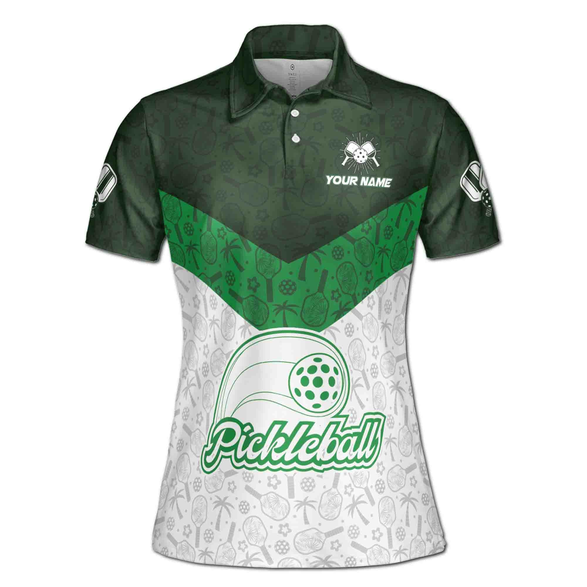 Custom Name Team Funny Hawaiian Pattern Pickleball Lover Women's Polo Shirt