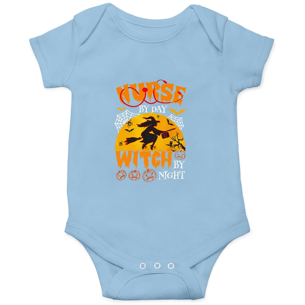 Nurse By Day Witch By Night Halloween Baby Bodysuit