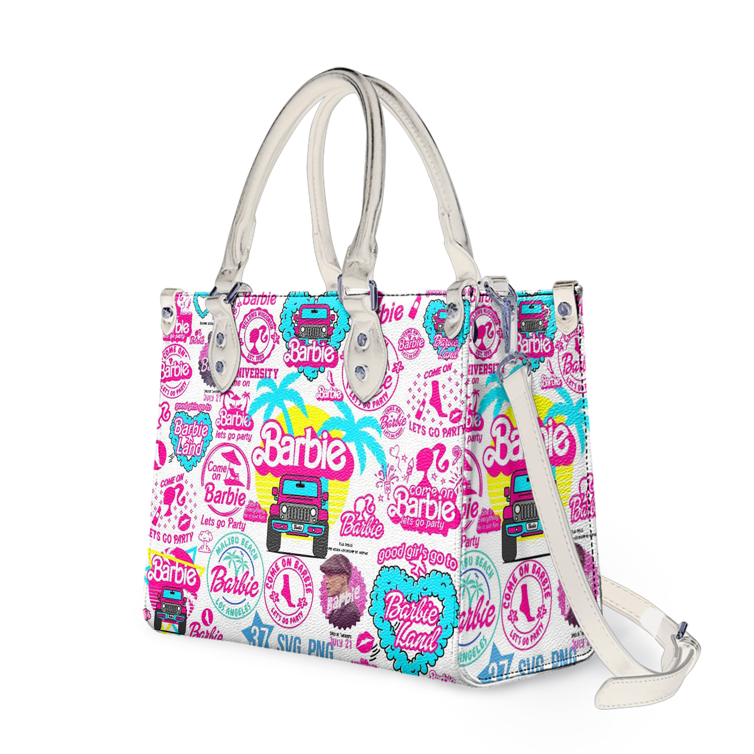 Personalized Barbie Leather Handbag, Barbie Doll Women's Leather Bag Lovers Gift
