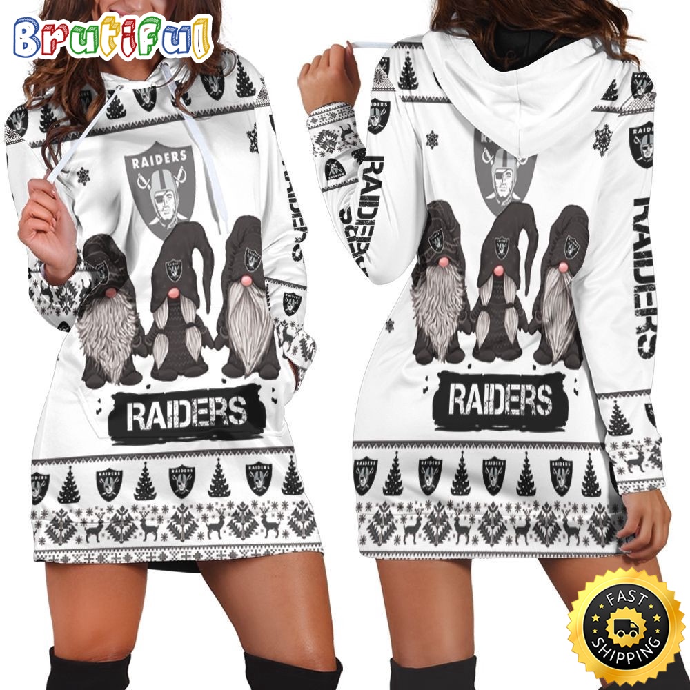 football Oakland Raiders Hoodie Dress Gnomes All Over Print Hoodie Women