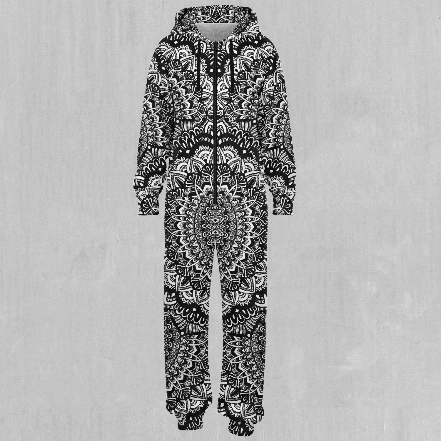 Floral Mandala Adult Zip Up Jumpsuit Pajamas