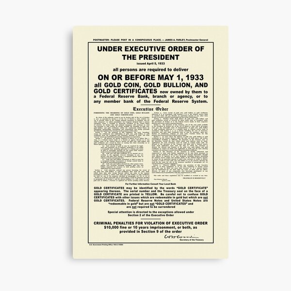 Executive Order 6102 - HD Reproduction Canvas