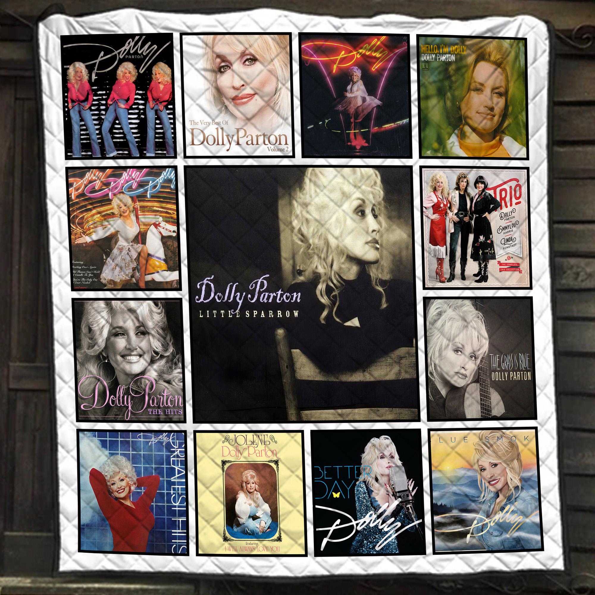 Dolly Parton Album Collage Quilt Blanket, Country Music Legend Quilt