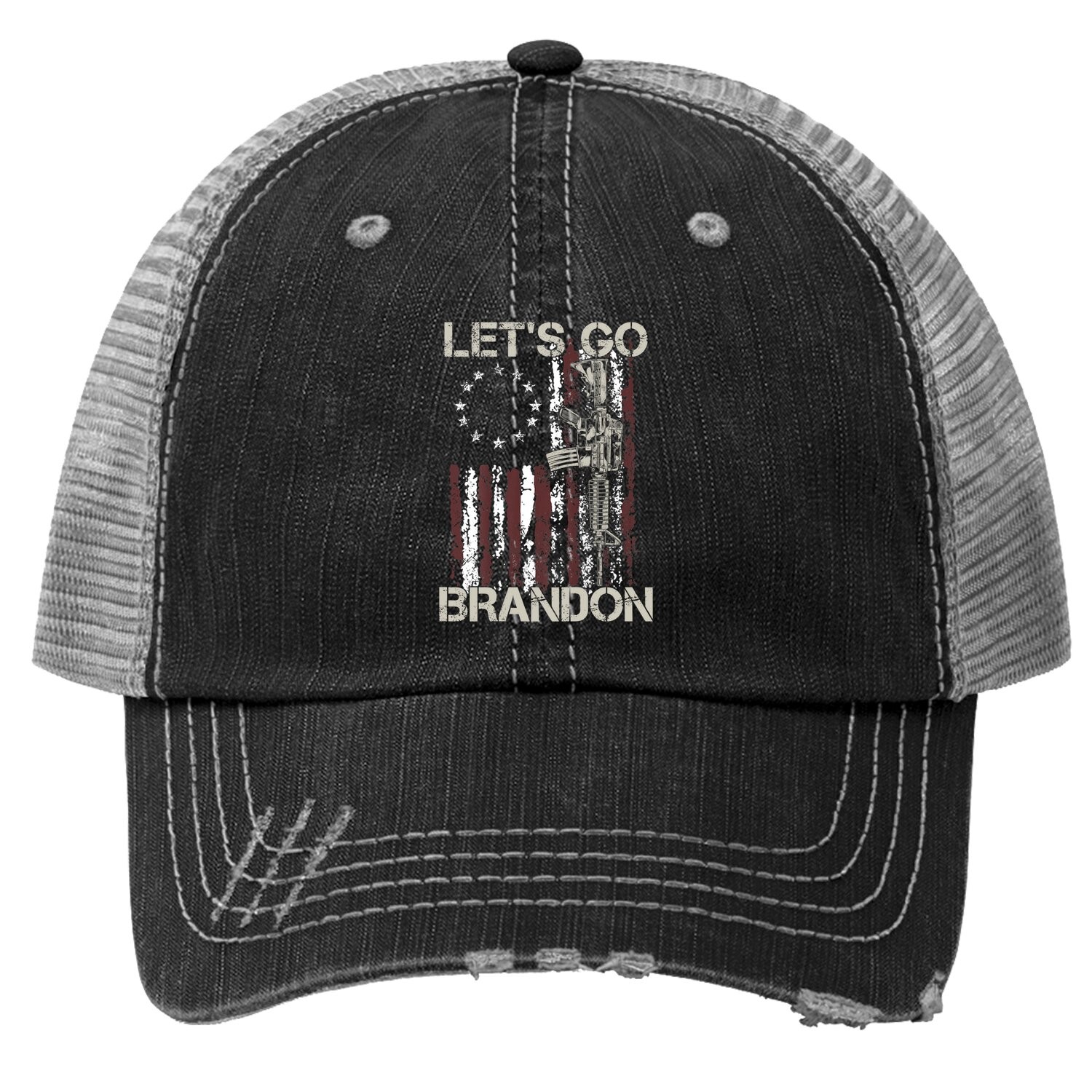 Gun American Flag Patriots Let's Go Brandon trucker Hat