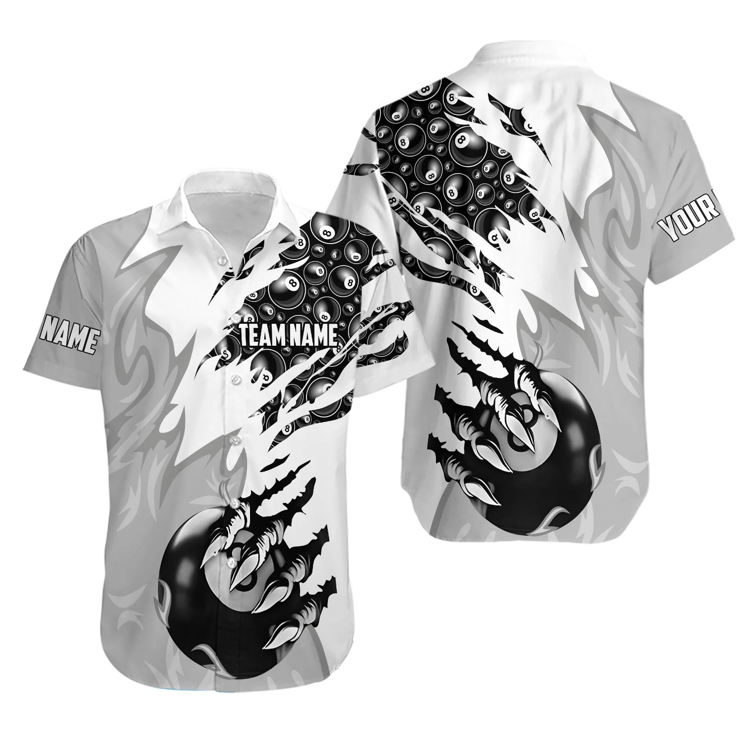 Personalized Name Team 8 Ball Billiard Hawaiian Shirt