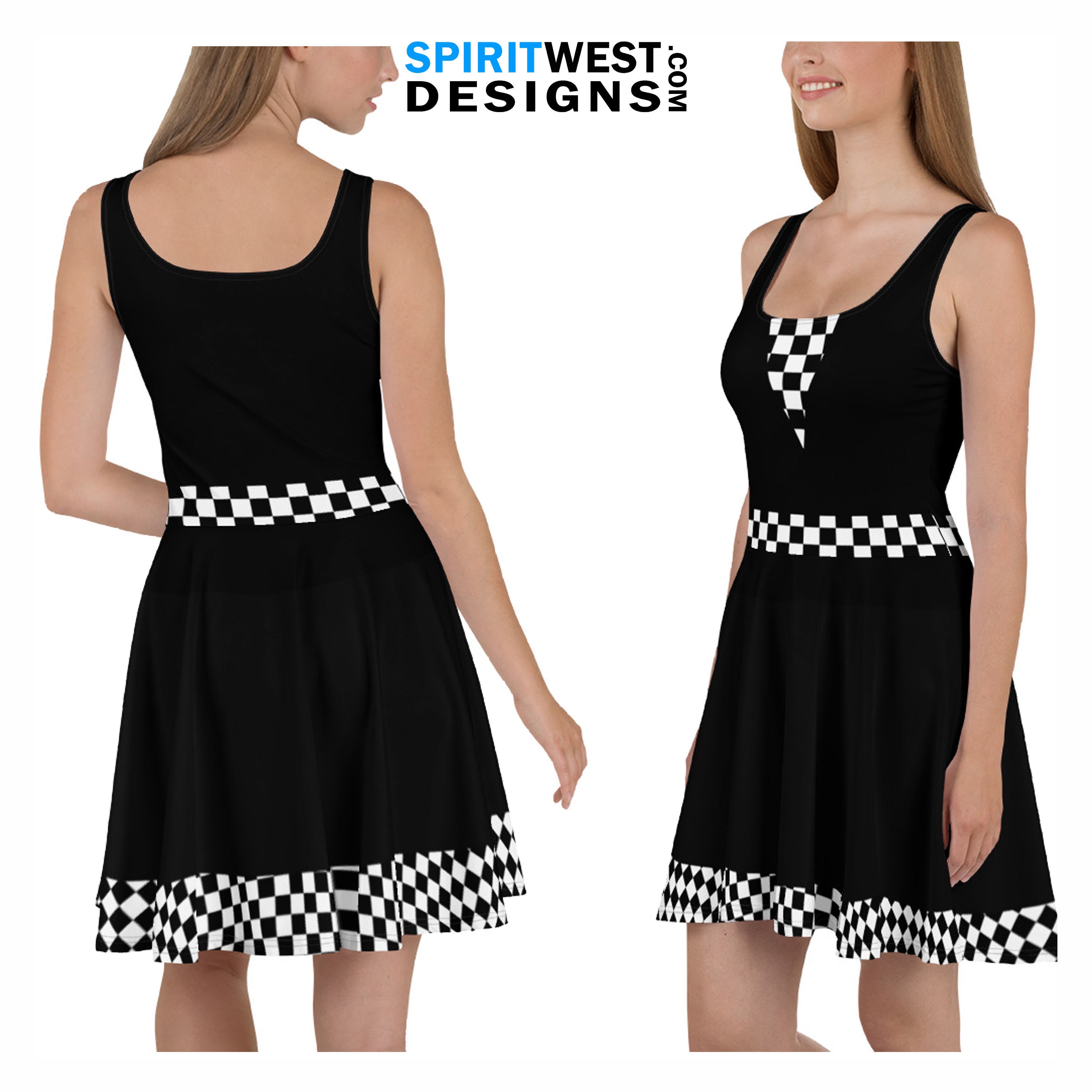 Checkered Flag Dress | Racing Skater Dress | Race Track Pit Crew Party Cosplay Costume