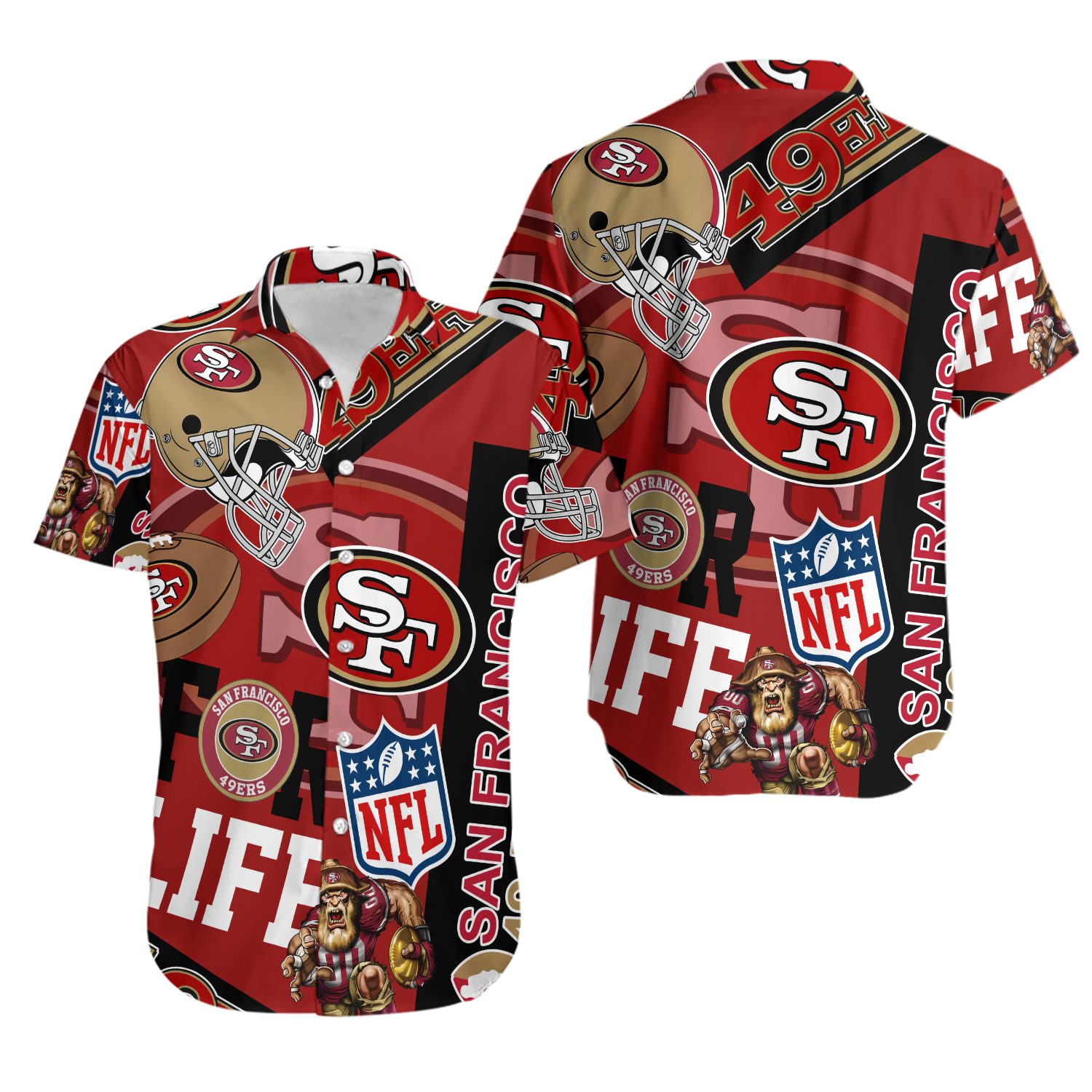 San Francisco Football Team 49erss Hawaiian Button Down Shirt Unisex