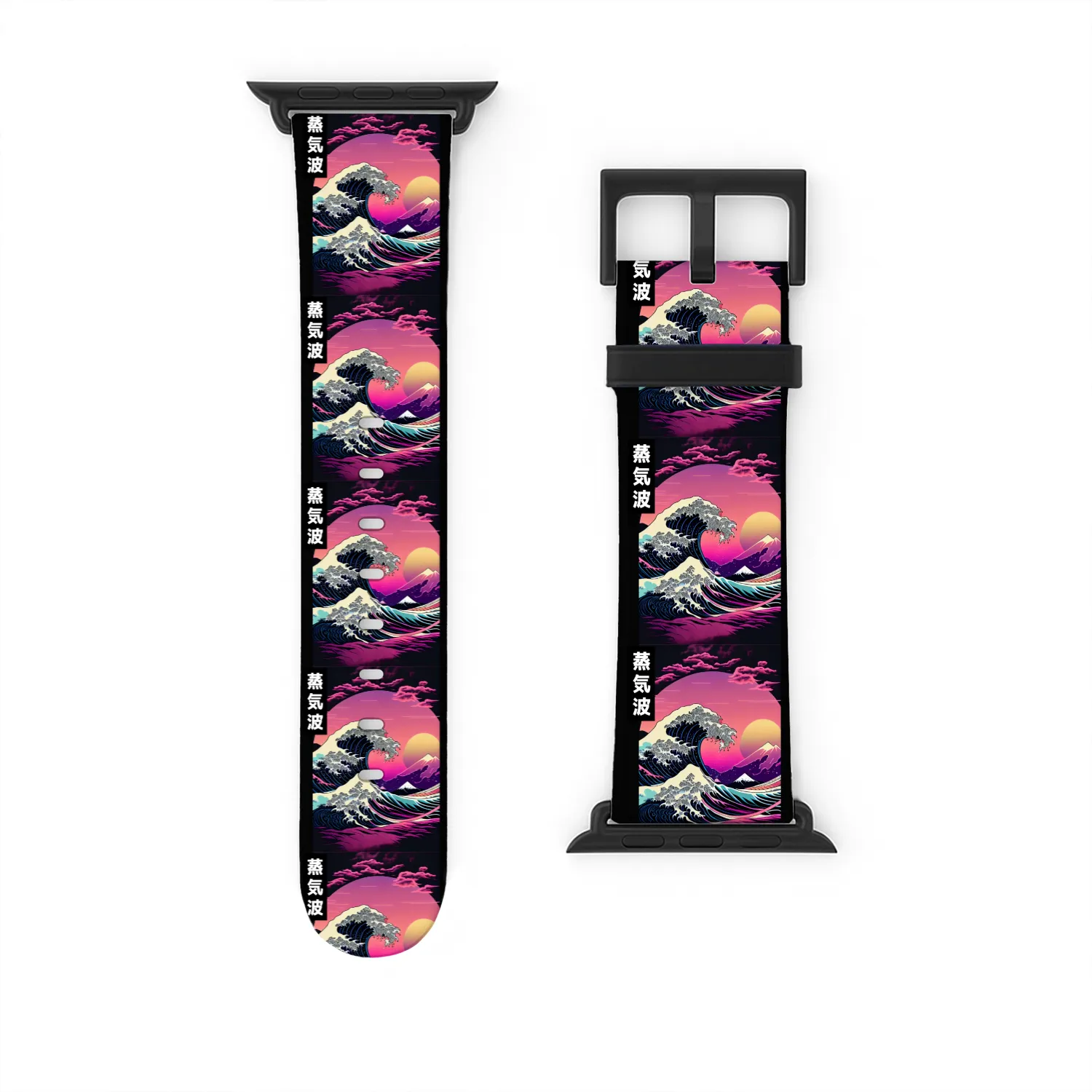 Japanese Art Great Wave Kanagawa Retrowave Style Watch Bands For Apple Watch