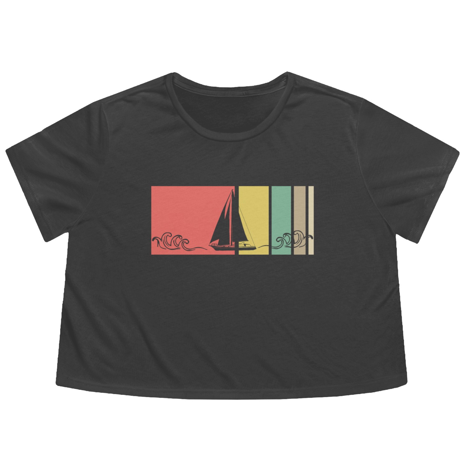 Vintage Sailboat Boat Ship Sailor Yacht Sailing Flowy Cropped Tees