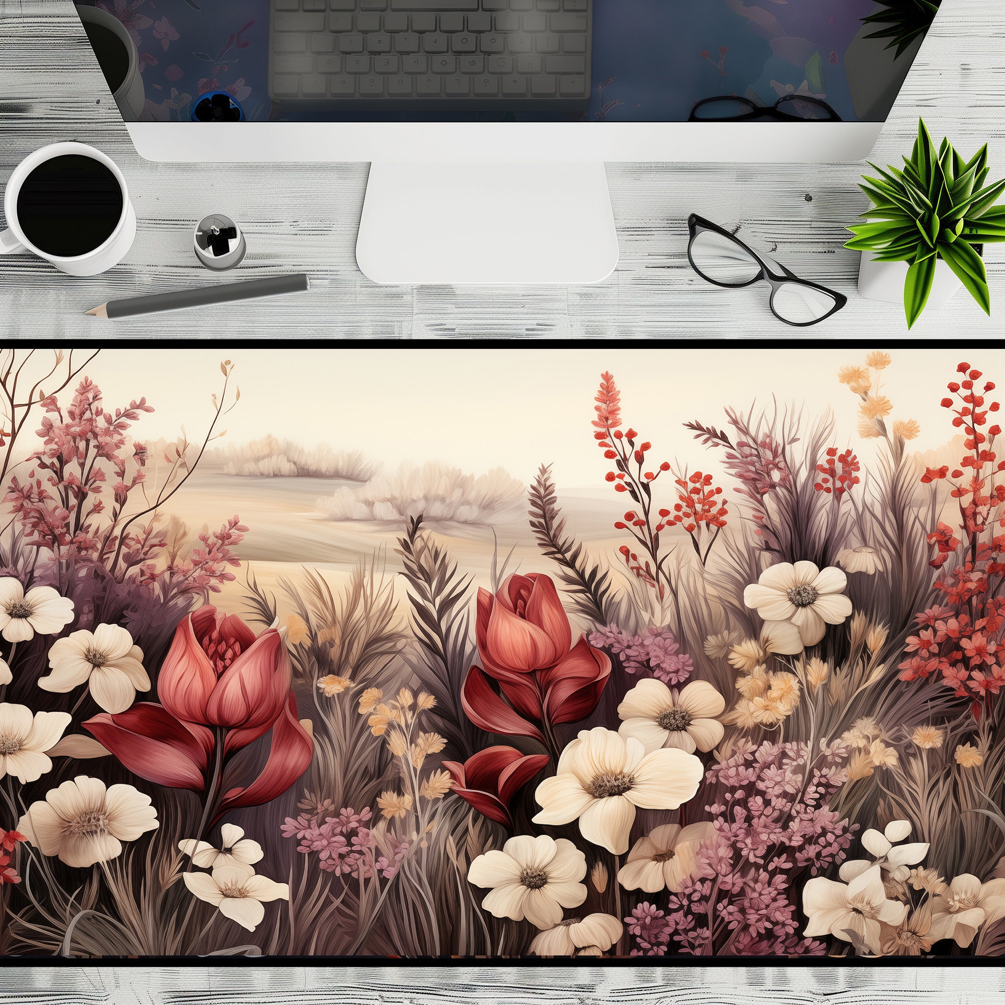 Boho Wildflower Playmat, Floral Desk Mat