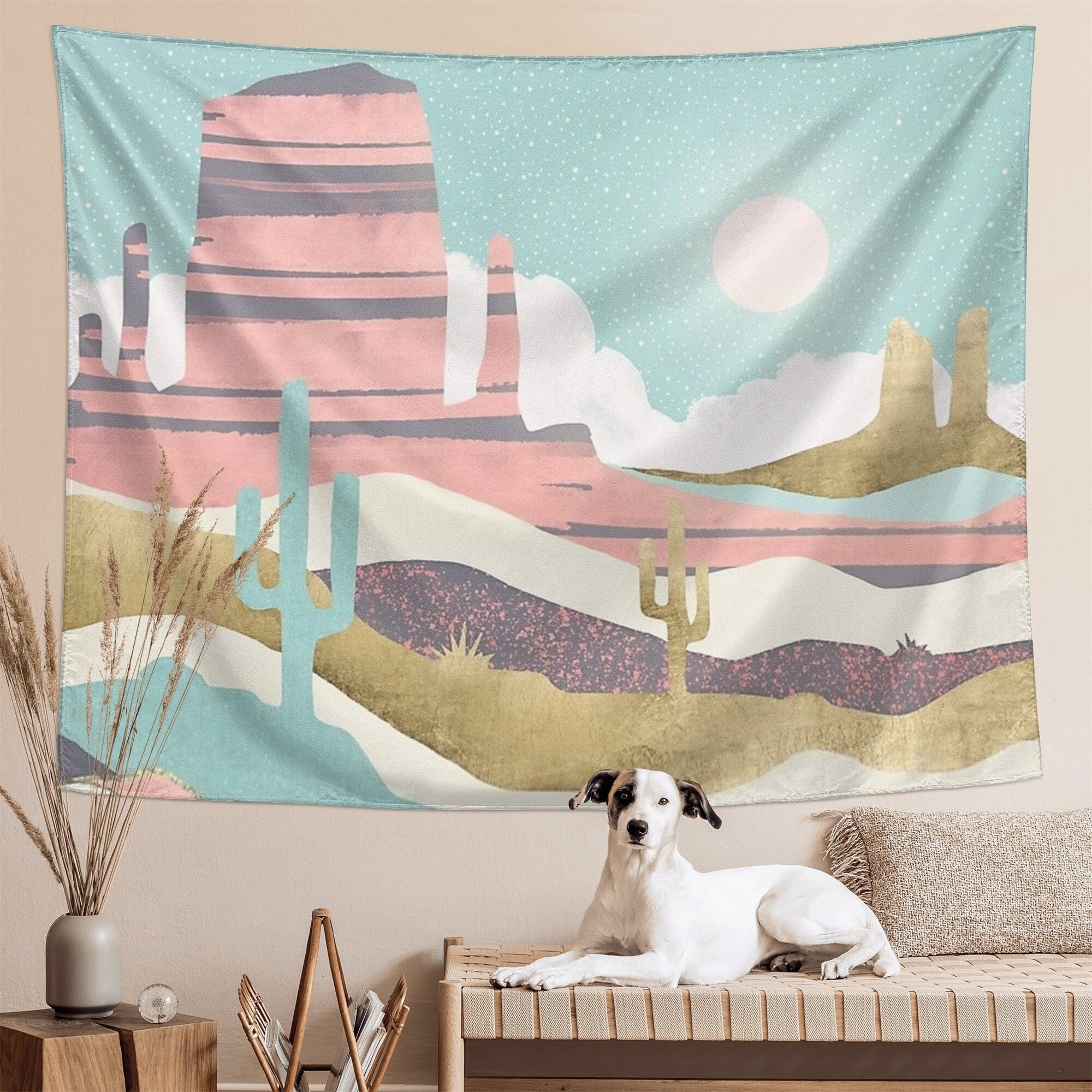 Mountain Tapestry - Cactus Wall Hanging - Forest Trees Art Tapestry