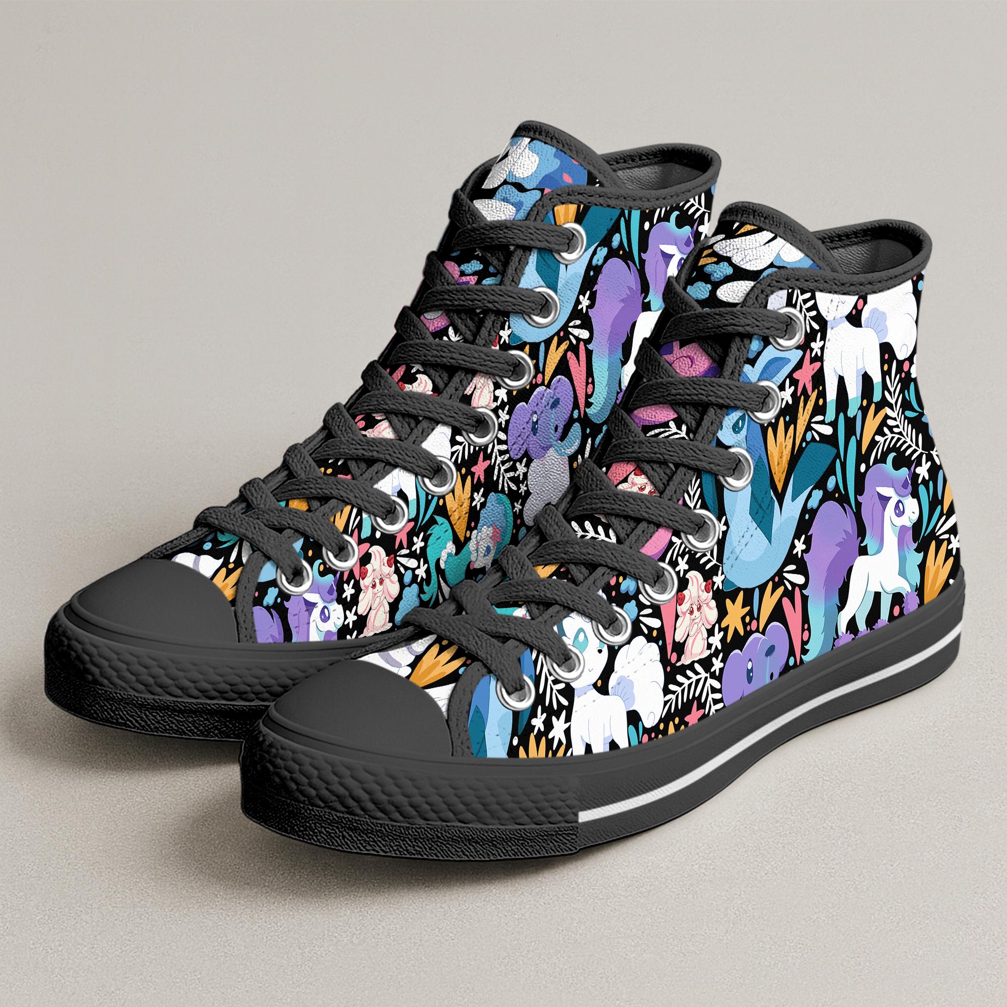 Alolan Vulpix Jigglypuff High Top Shoes, Cute Pastel Pattern Sneakers, Anime Shoes, Vulpix Shoes Gifts
