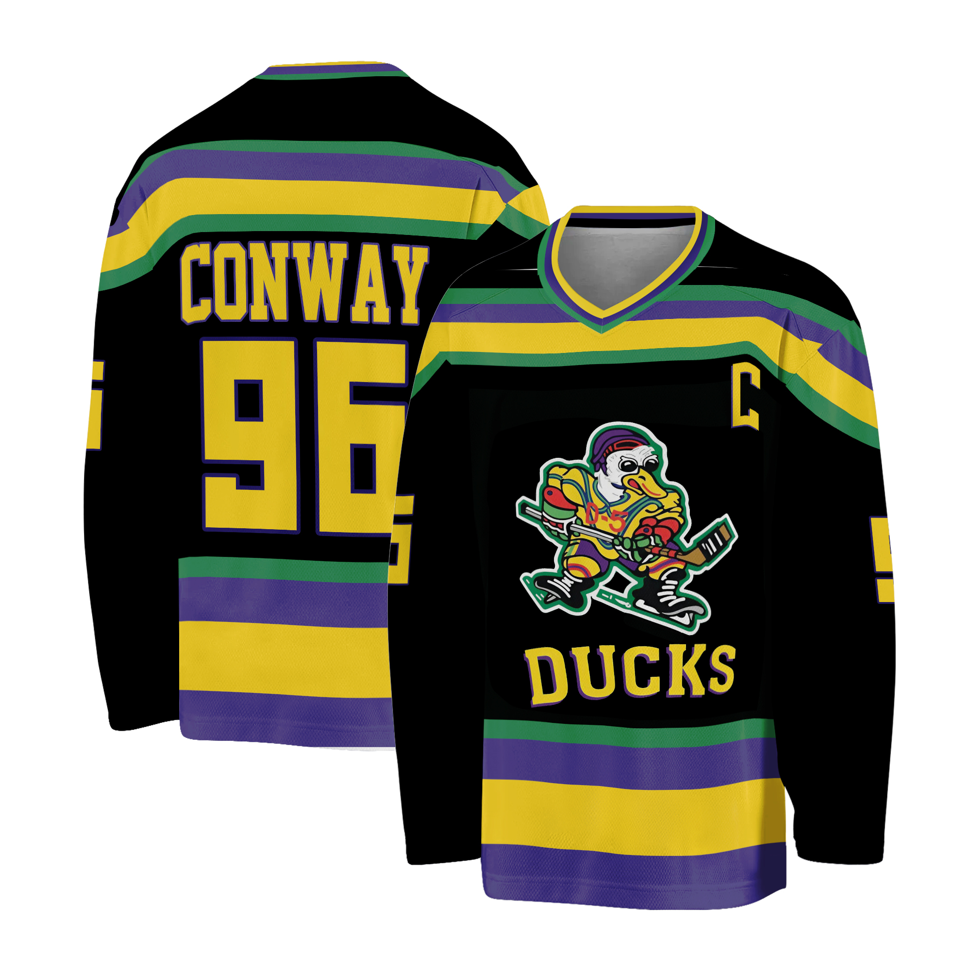 Retro Movie Conway #96 Mighty Ducks hockey Jersey Stitched Custom