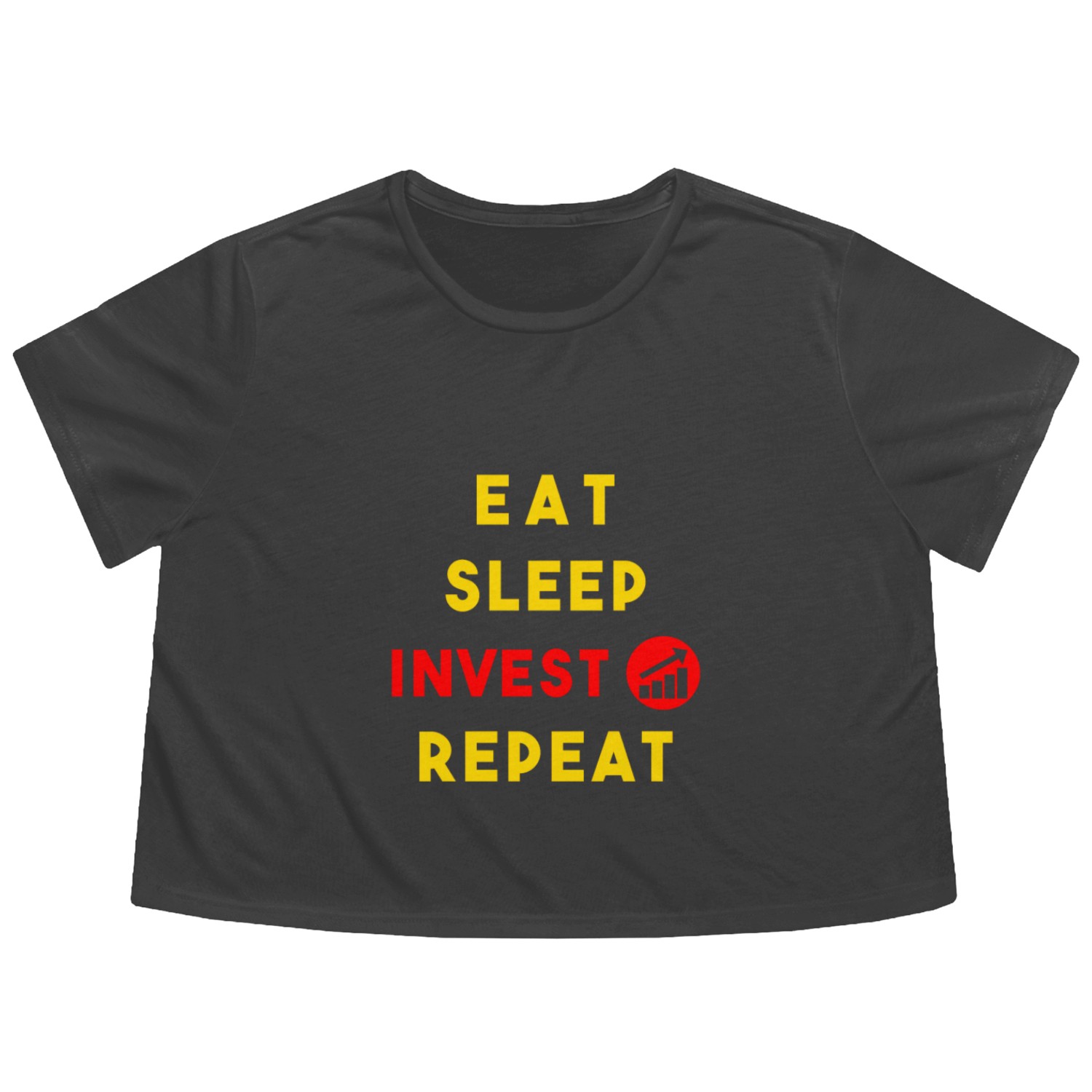 Eat Sleep Invest Repeat Investment Stockmarket Flowy Cropped Tees