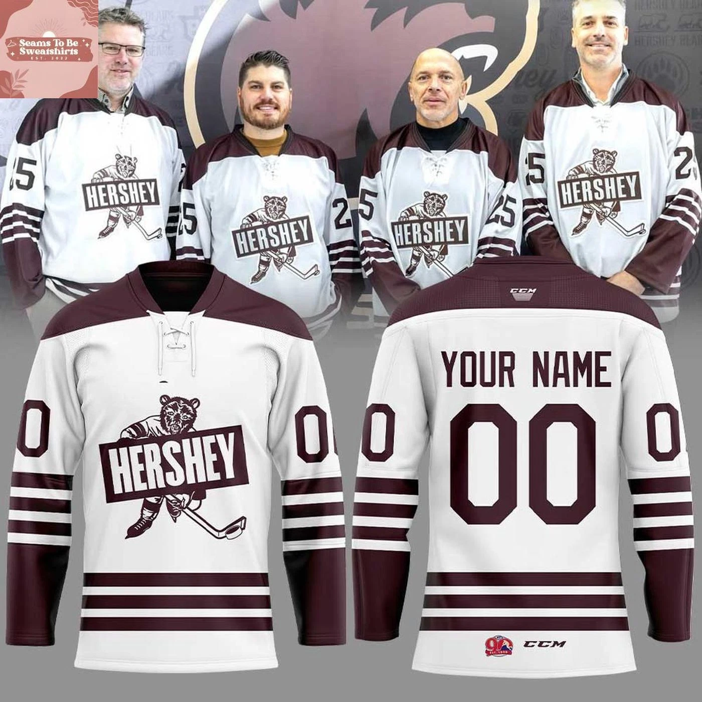 Personalized Hershey Bears 90th Anniversary Season Hockey Shirt Men's Fan Gear