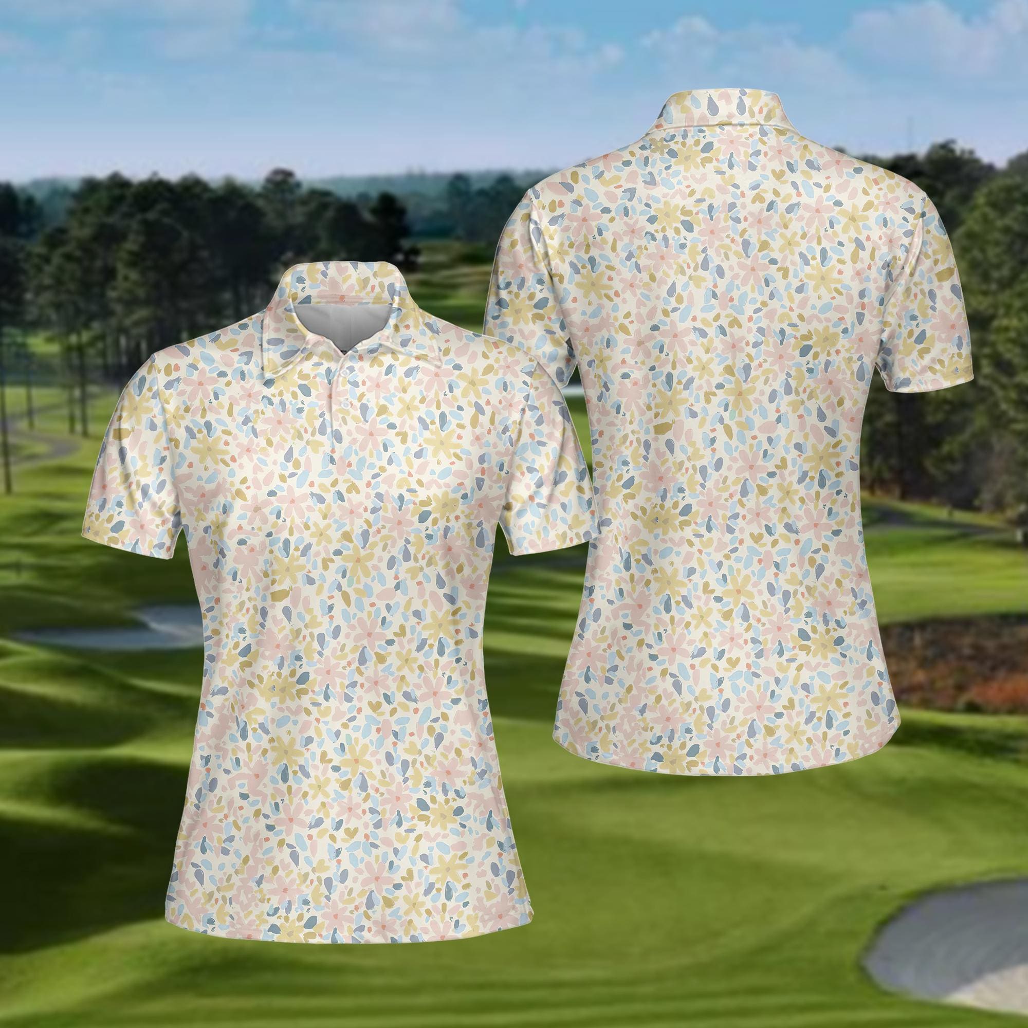 Crayon Flower Women's Polo Shirt Golf & Casual Style