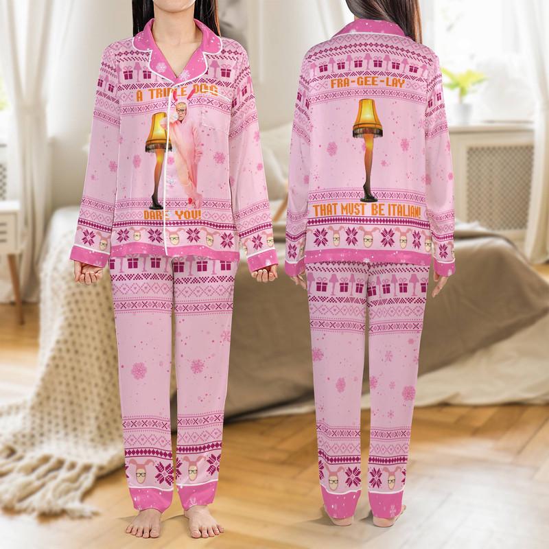 A Christmas Story Pajamas Set, Leg Lamp Pajamas, Oh Fudge Ralphie Santa Pajamas, Funny Movie Holiday Pajamas, Matching Family Pajamas Set