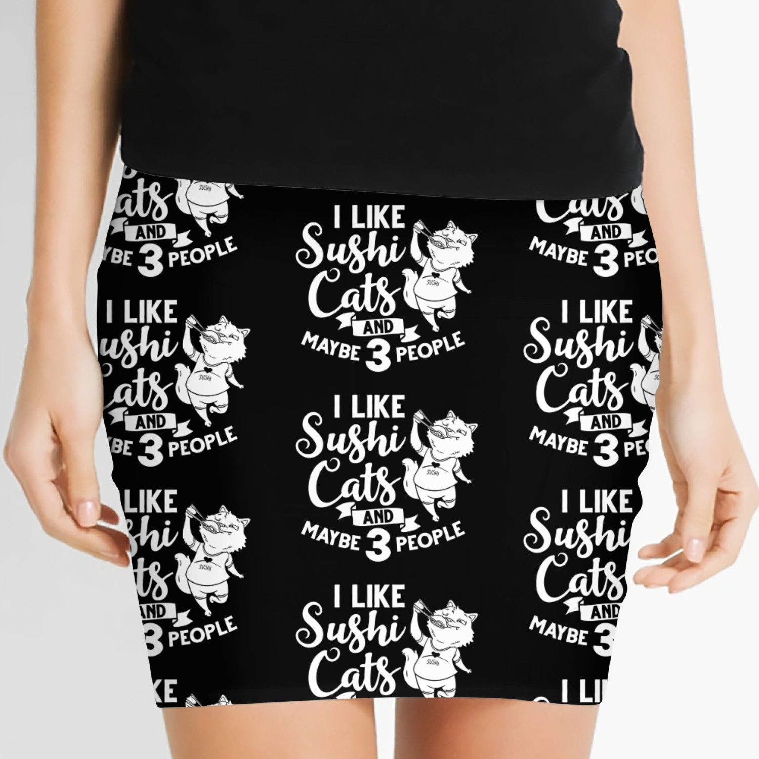 Cat Sushi Japanese Rice Roll Nigiri Bowl Maker Women's Mini Skirts