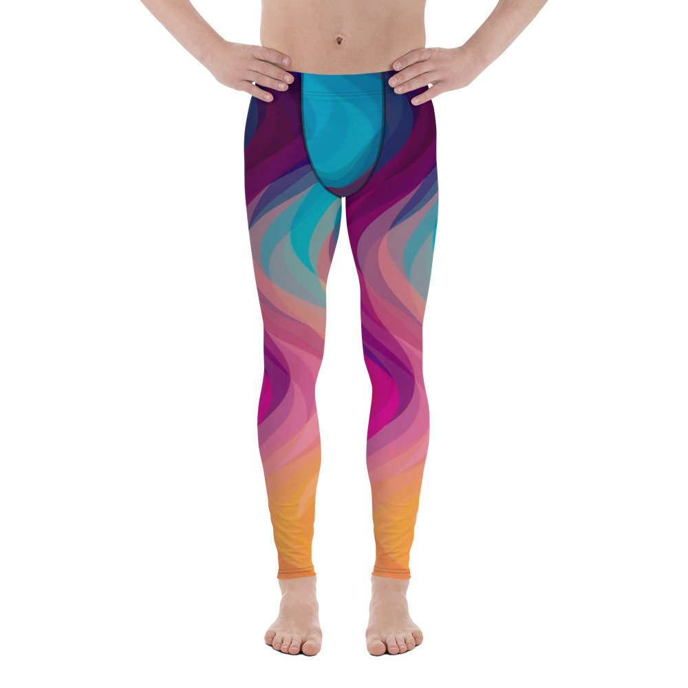Fire Waves Men's Leggings , Mens Workout Tights, Fitness Leggings ITAALE