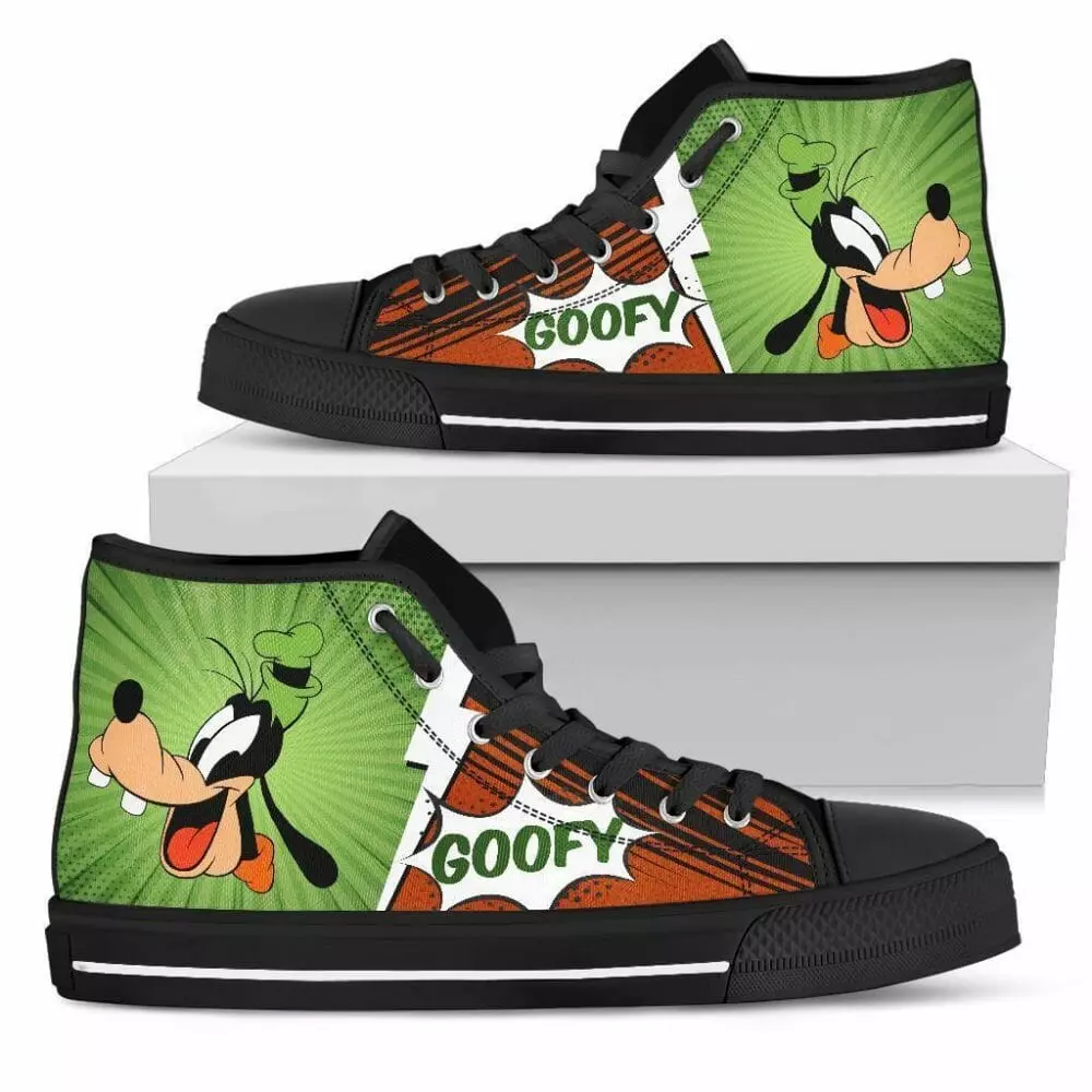 Funny Cartoon Gift, Goofy Printed High Top Shoes.