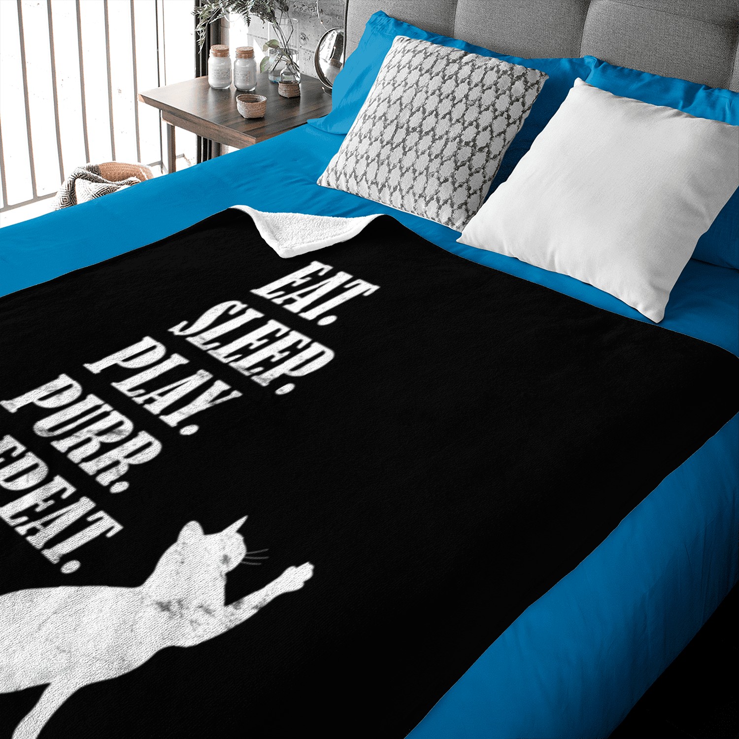 Cat Motive Fun Retro Eat Sleep Play Purr Repeat Baby Blankets