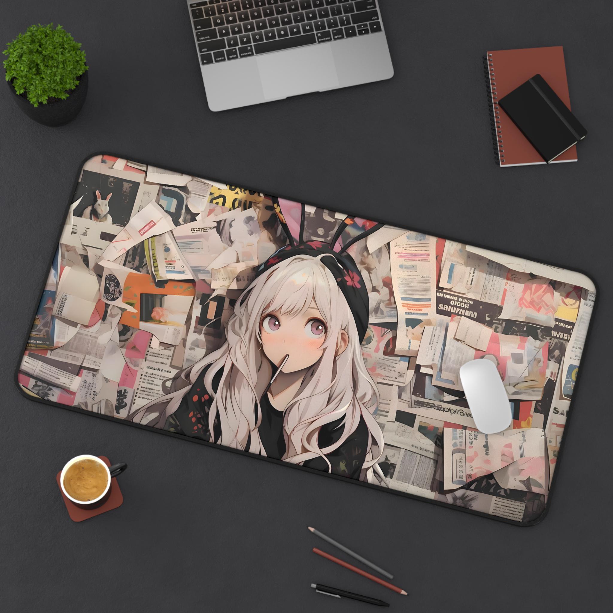 Anime Girl Desk Mat | Ahegao Mousepad | Waifu Desk Pad | PC Gaming Desk Mat