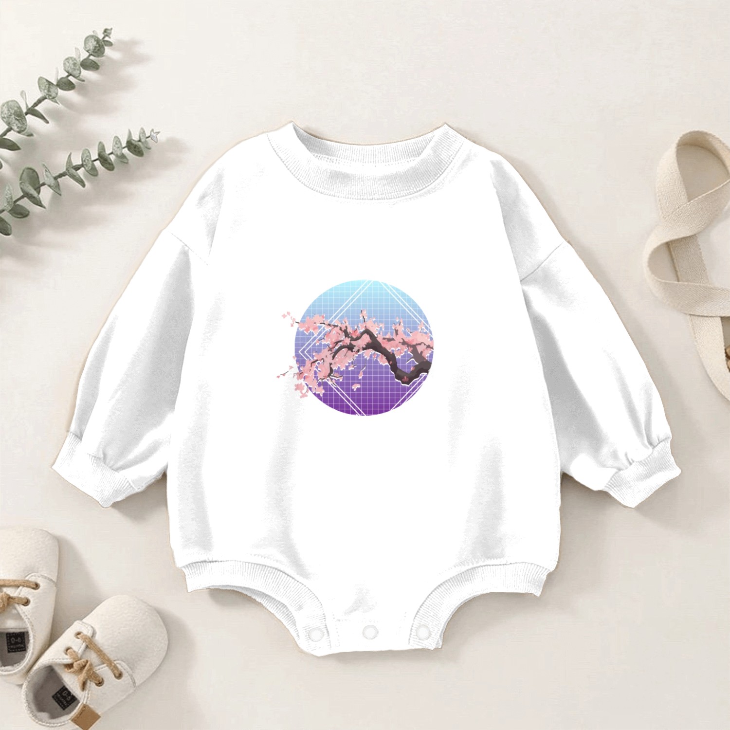 Lofi Aesthetic Sakura Cherry Blossom Tree Japanese Baby Romper Sweatshirts