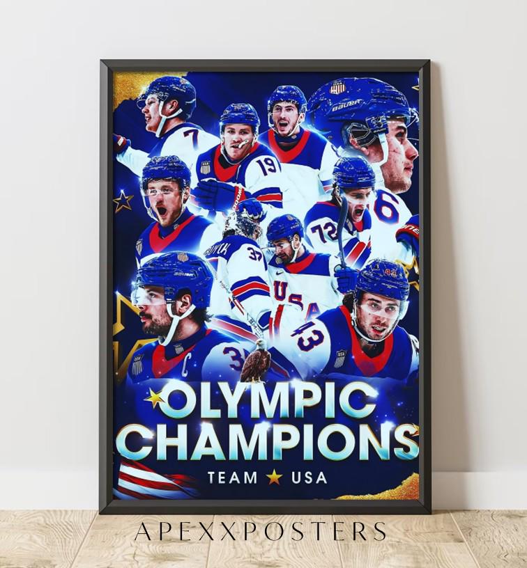 USA Olympic Hockey Champions 2026 Poster Gold Medal Ice Hockey Print