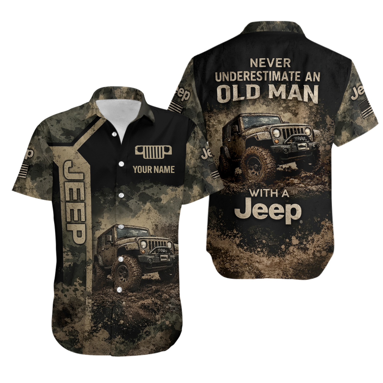 Never Underestimate An Old Man With A Jeep Hawaiian Shirt