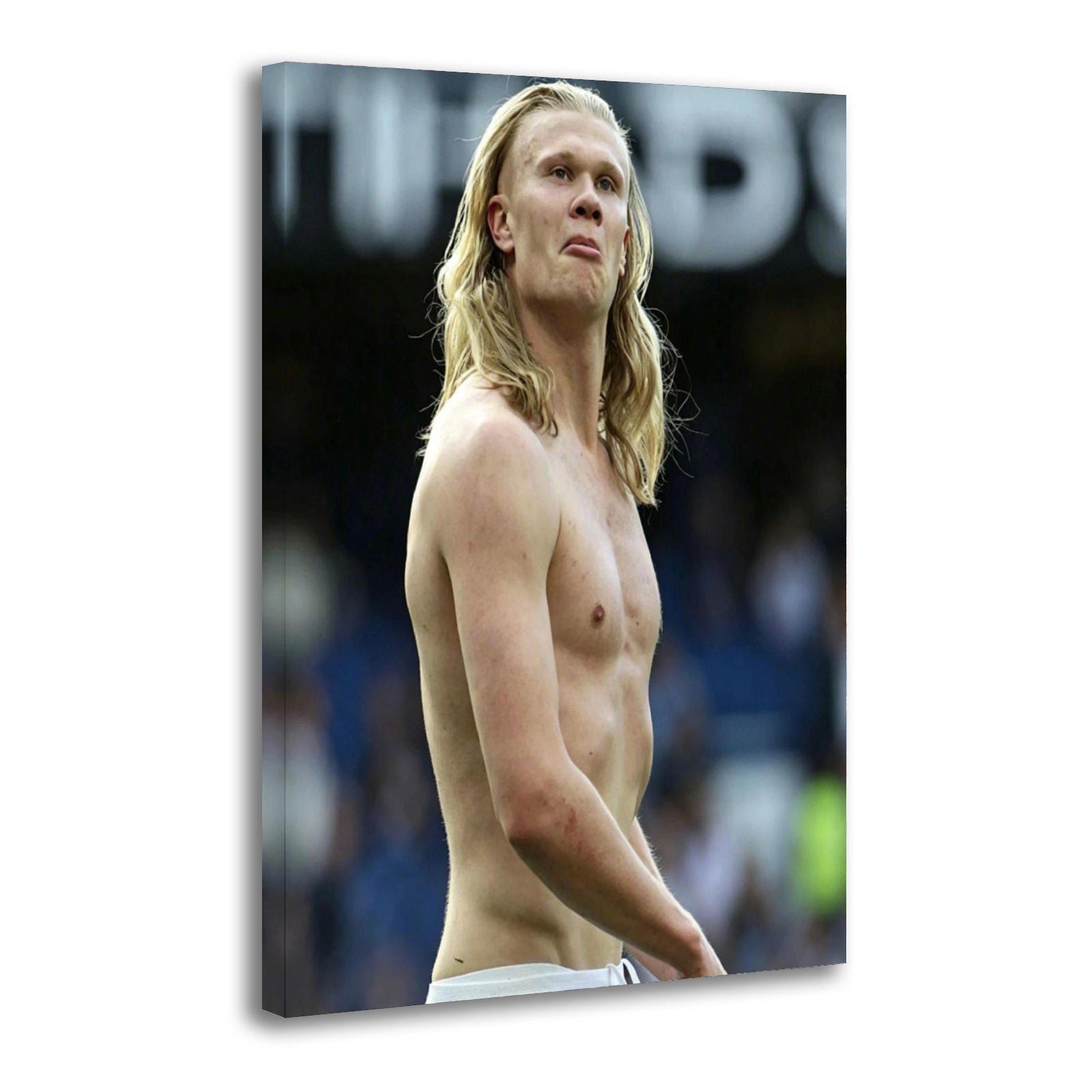 Shirtless Erling Haaland Long Hair Football Playe Painting On Canvas Wall Art Poster Picture Print Living Room Walls Decor Home Posters