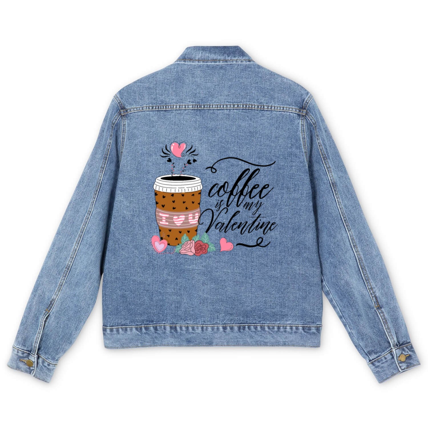 Coffee Lovers Coffee Is My Valentine Men's Denim Jackets