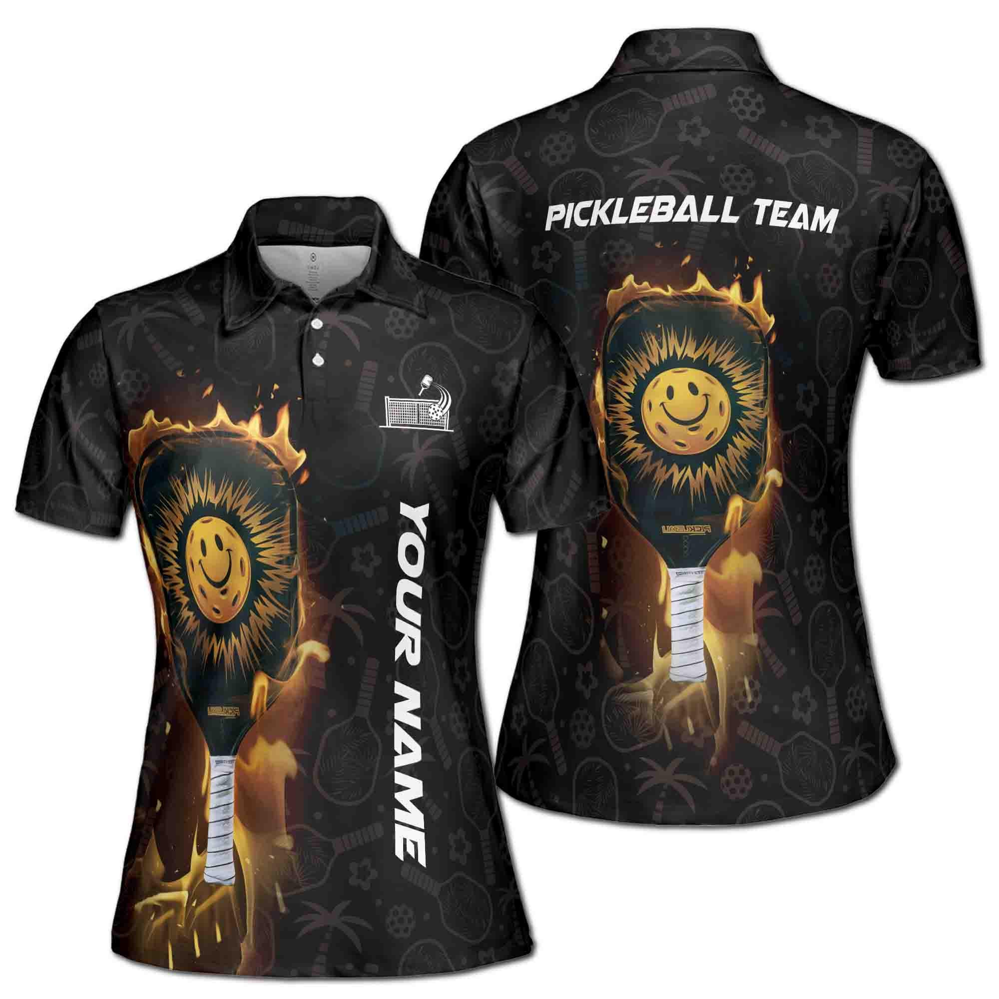 Customized Name Team Funny Pickleball Paddle Women's Polo Shirt