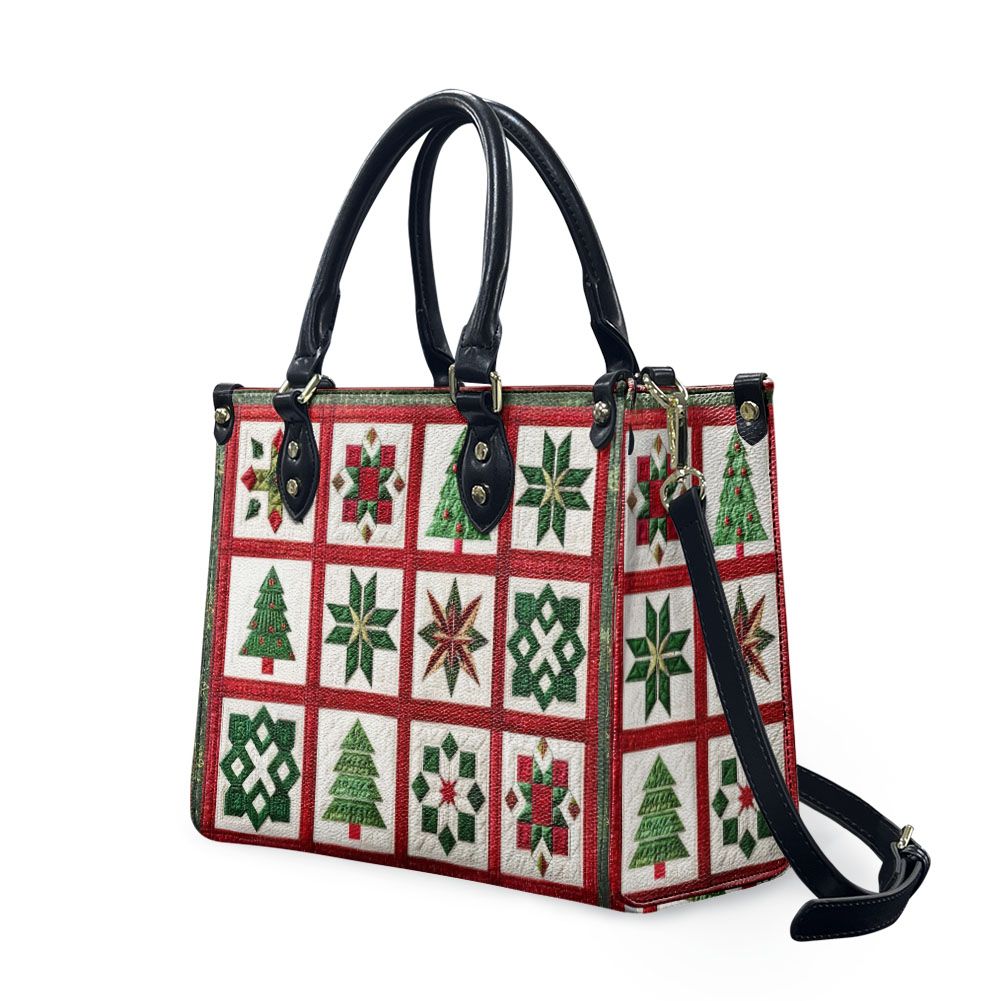 Cute Christmas Purse and Wallet, Red Green Quilted Handbag, Cute Xmas Tree Handbag
