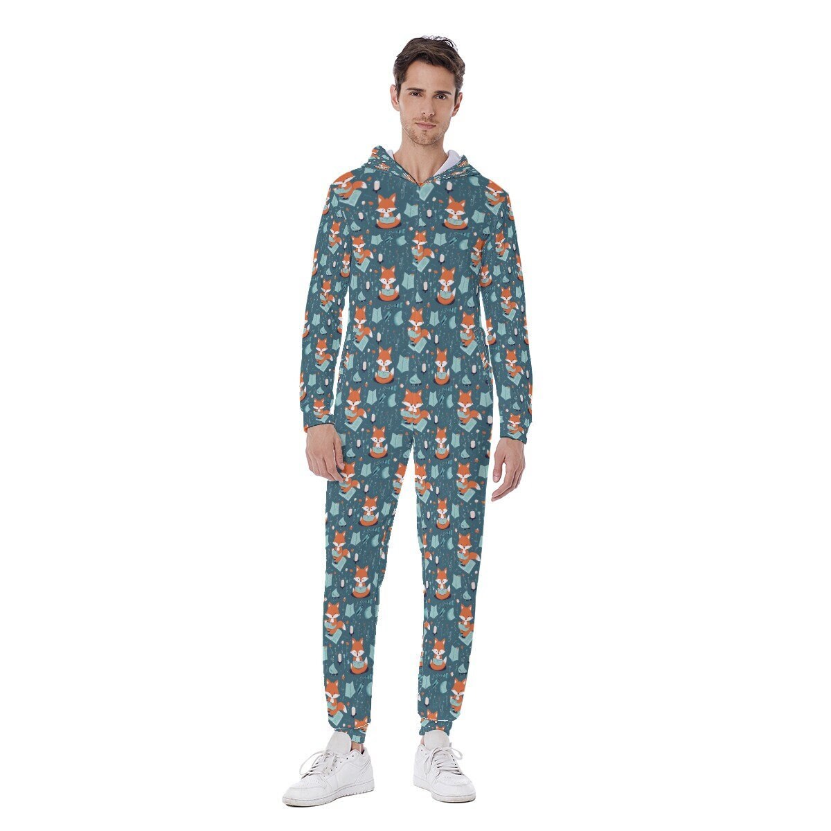 Fox Men's Hooded Jumpsuit, Pajamas Winter Warm