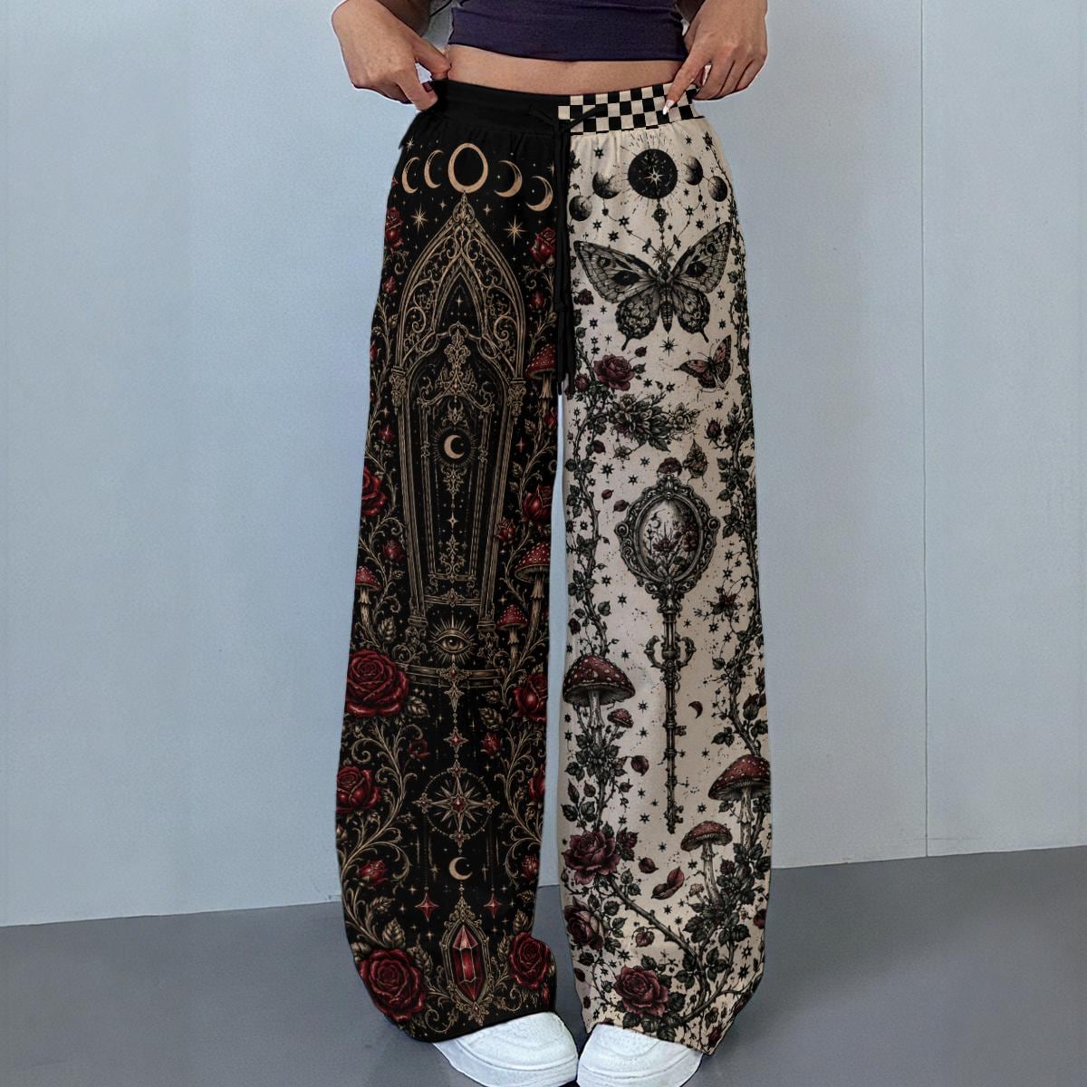 Victorian Grave Garden, Covert Goth Collection Women's Leg Trousers, Women's Casual Pants