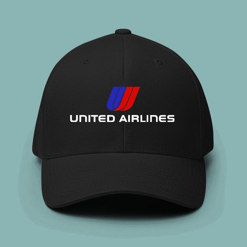United Airlines Logo Black Baseball Cap Adjustable