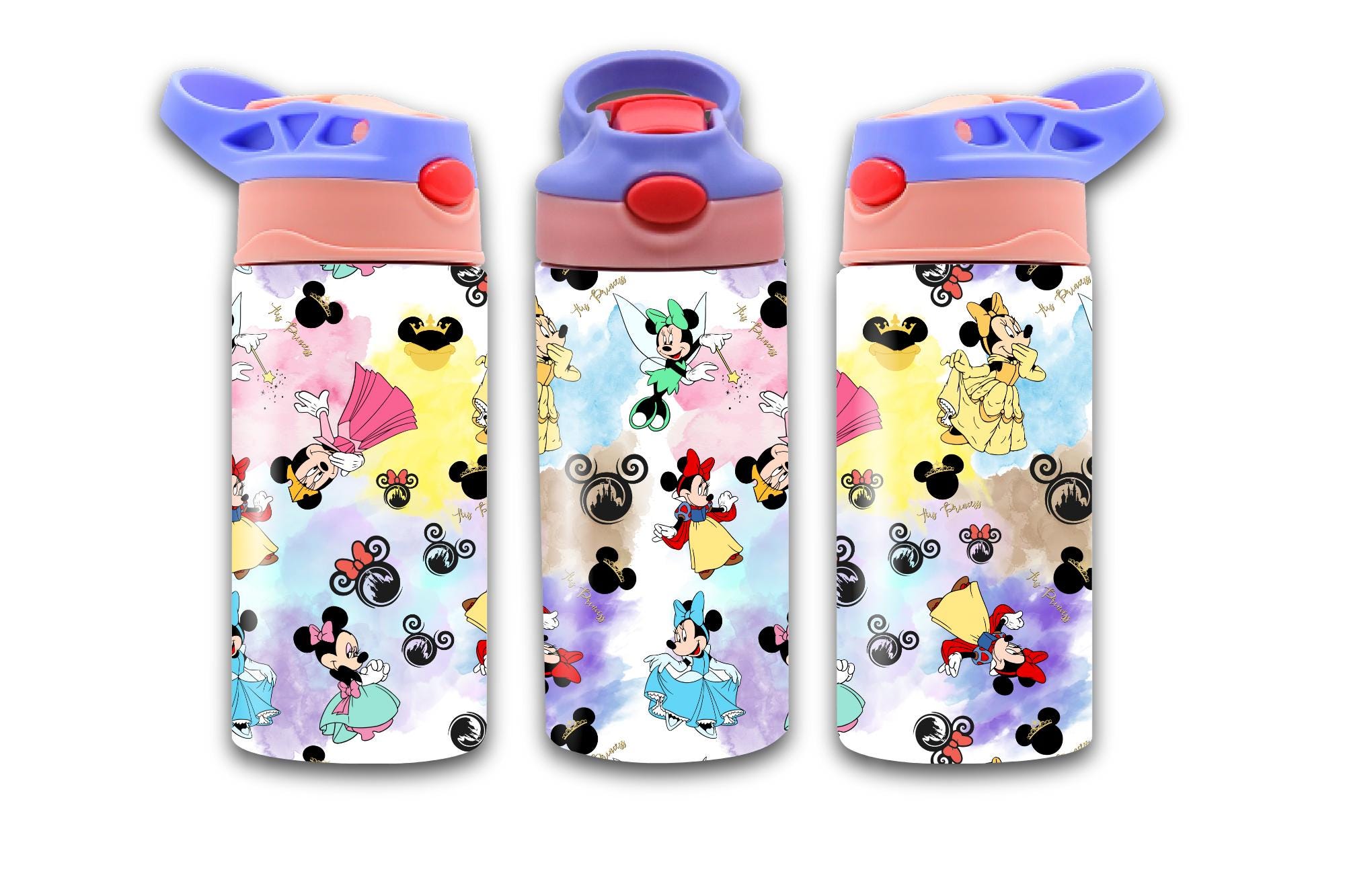 Magical Kingdom Princess 12 Oz Flip Top Tumbler wrap Pattern for Kids