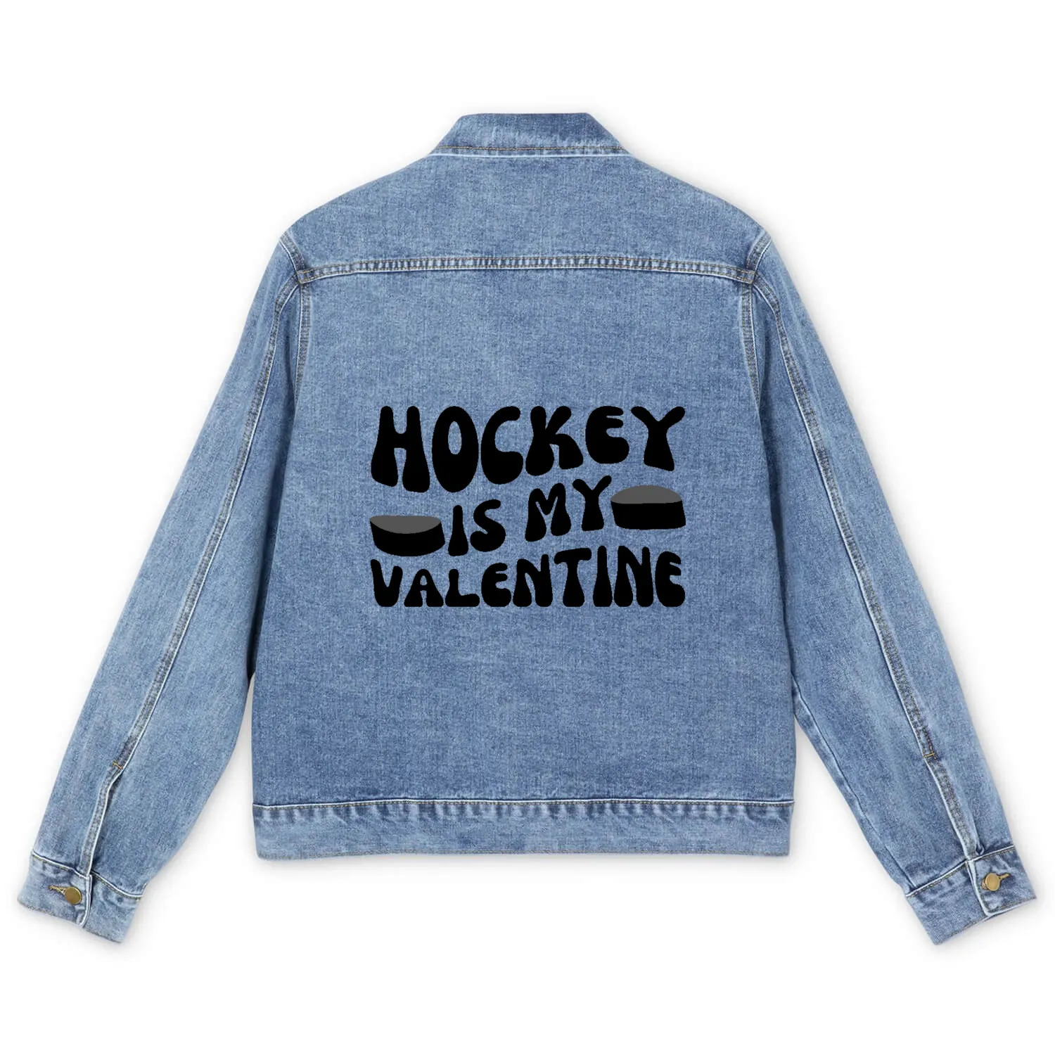 Hockey Is My Valentine Men's Denim Jackets