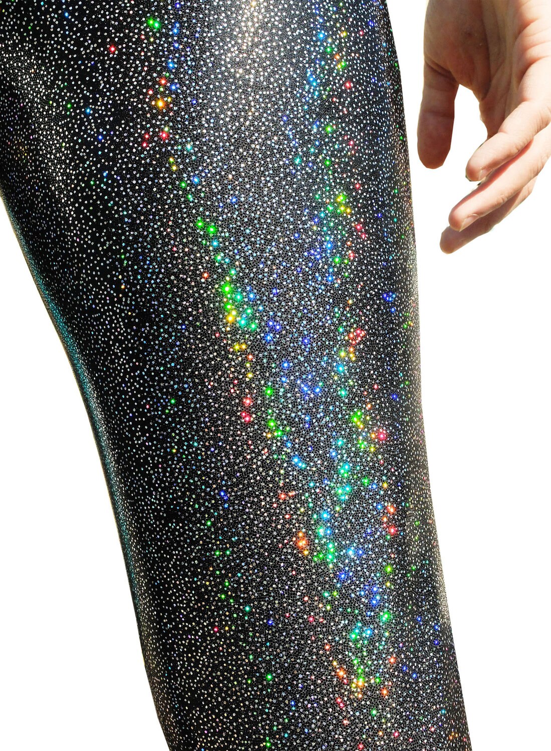 HOLOGRAPHIC BLACK MEGGINGS (Sparkly Men's Leggings - Handmade)