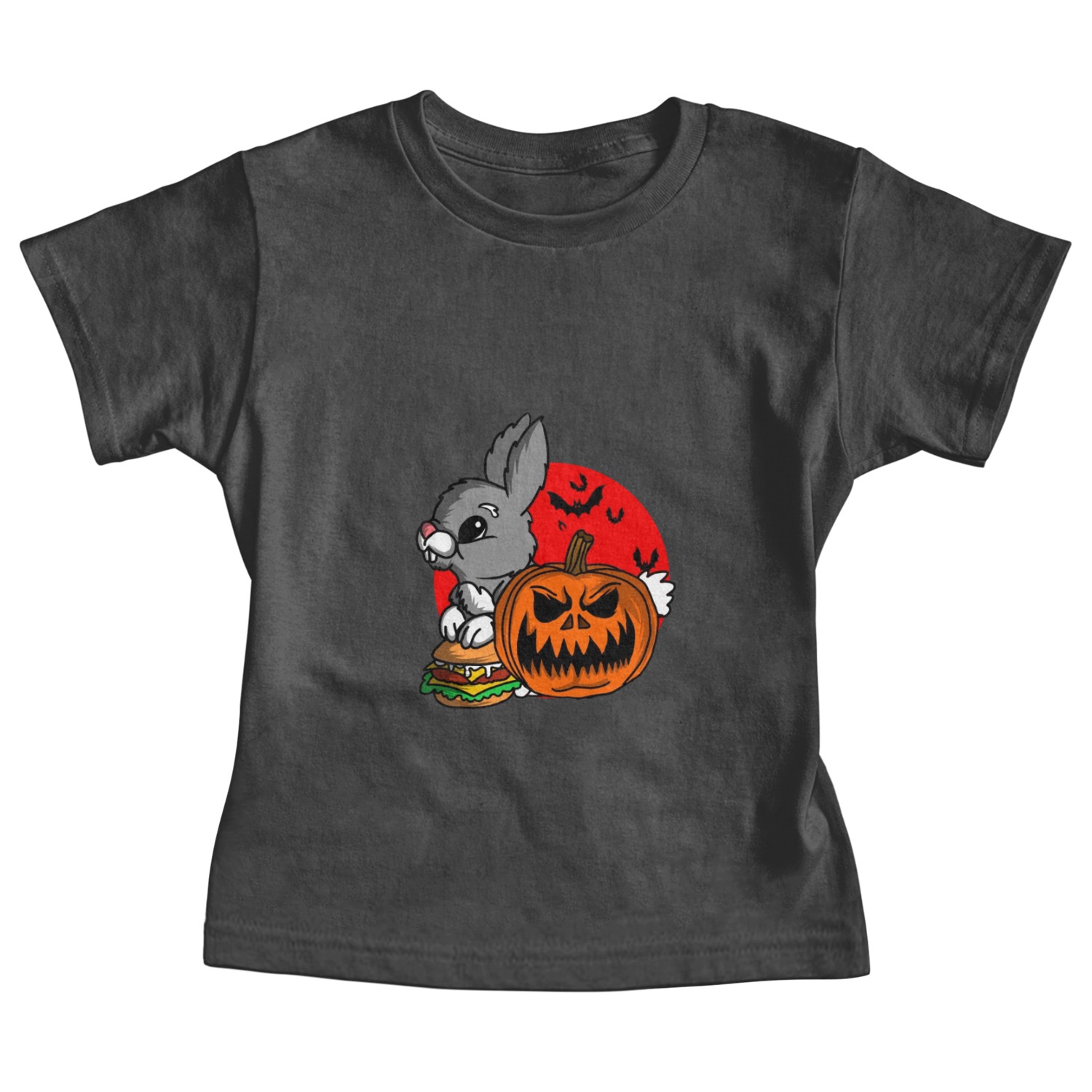 Cute Spooky Halloween Bunny with Pumpkin Costume Baby Tees