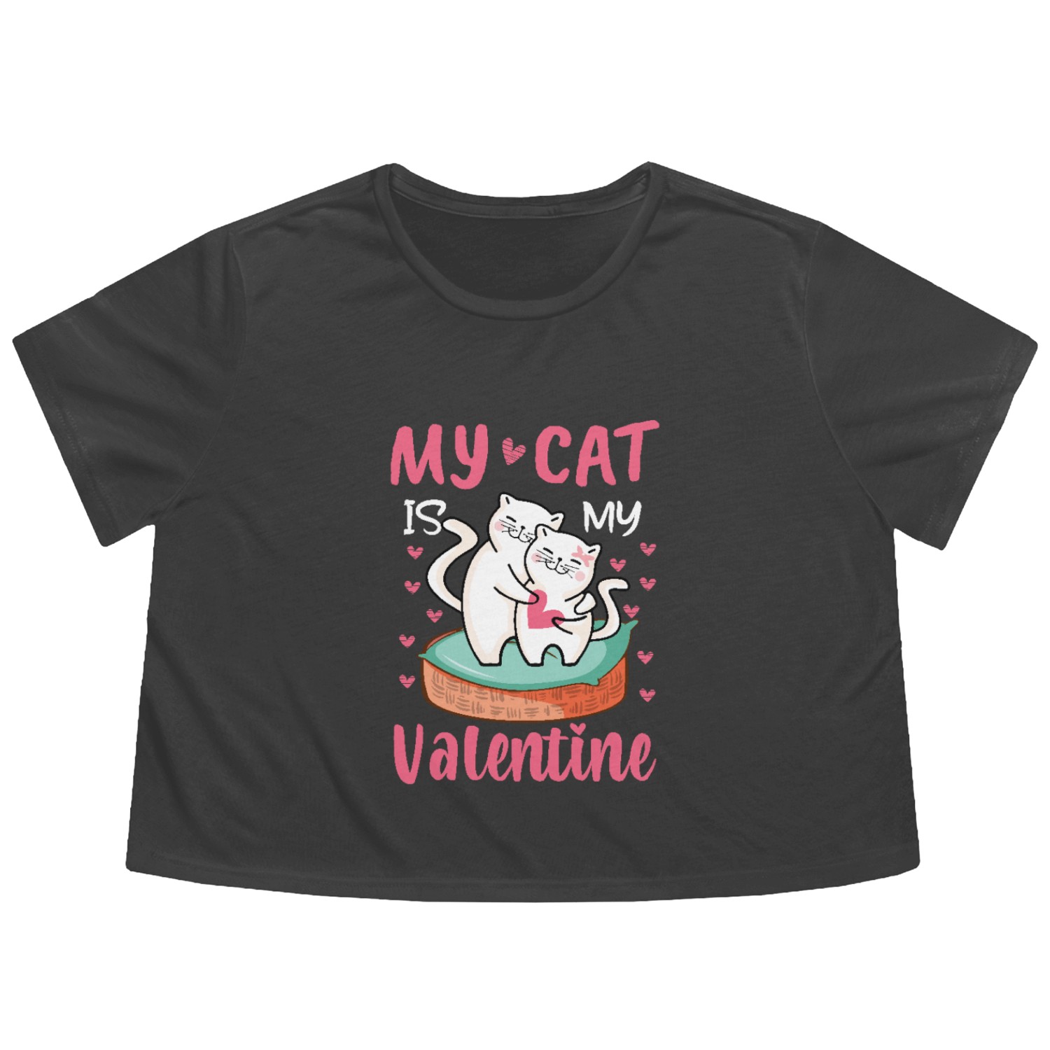 Cat Valentine's Day My Cat Is My Valentine 14th Fe Flowy Cropped Tees