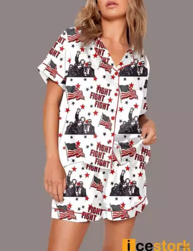 Trump Fight Fight Fight Pajama Set Soft & Cozy Sleepwear for Trump Fans