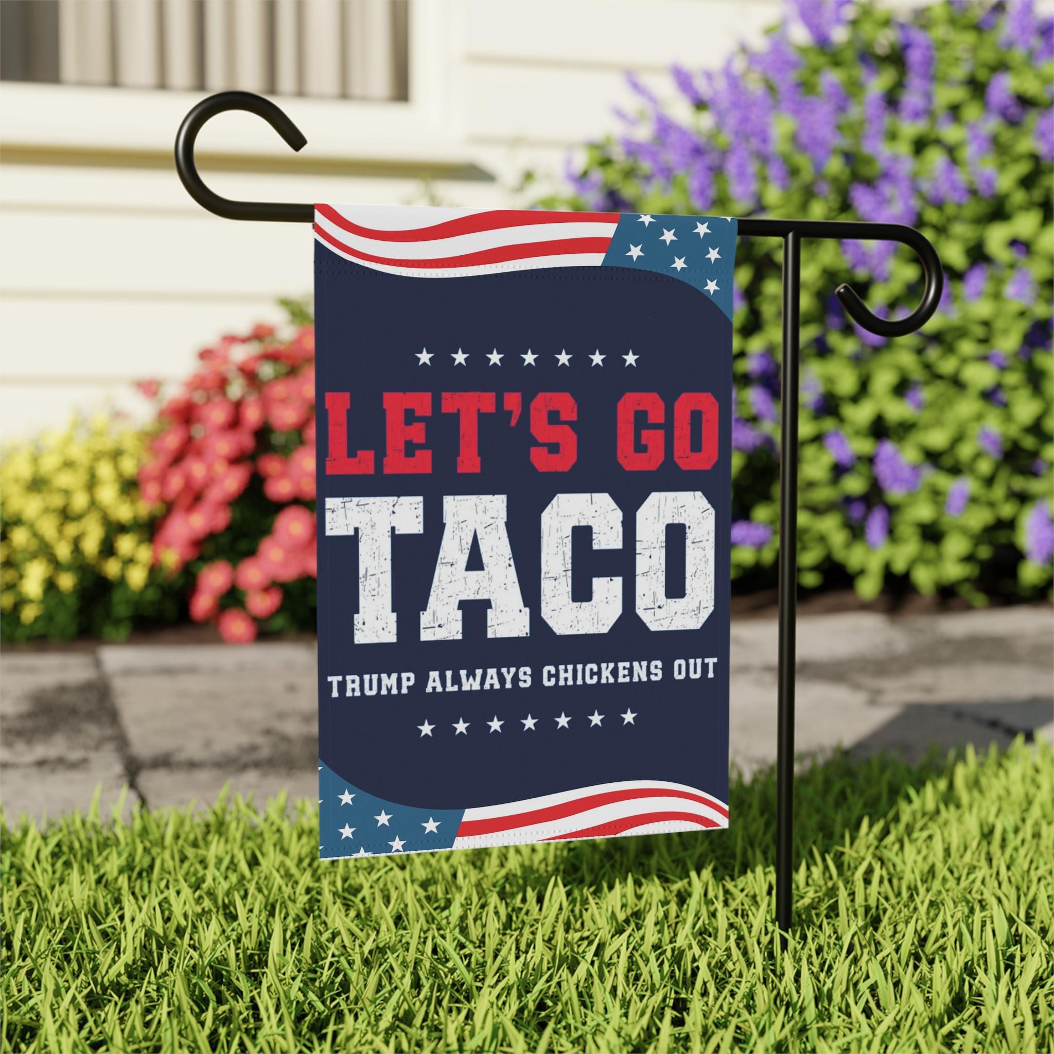 Trump Taco Garden Flag, Outdoor Decor, Taco Enthusiast Garden Banner, Let's Go Taco Flag, Patriotic Outdoor Flag